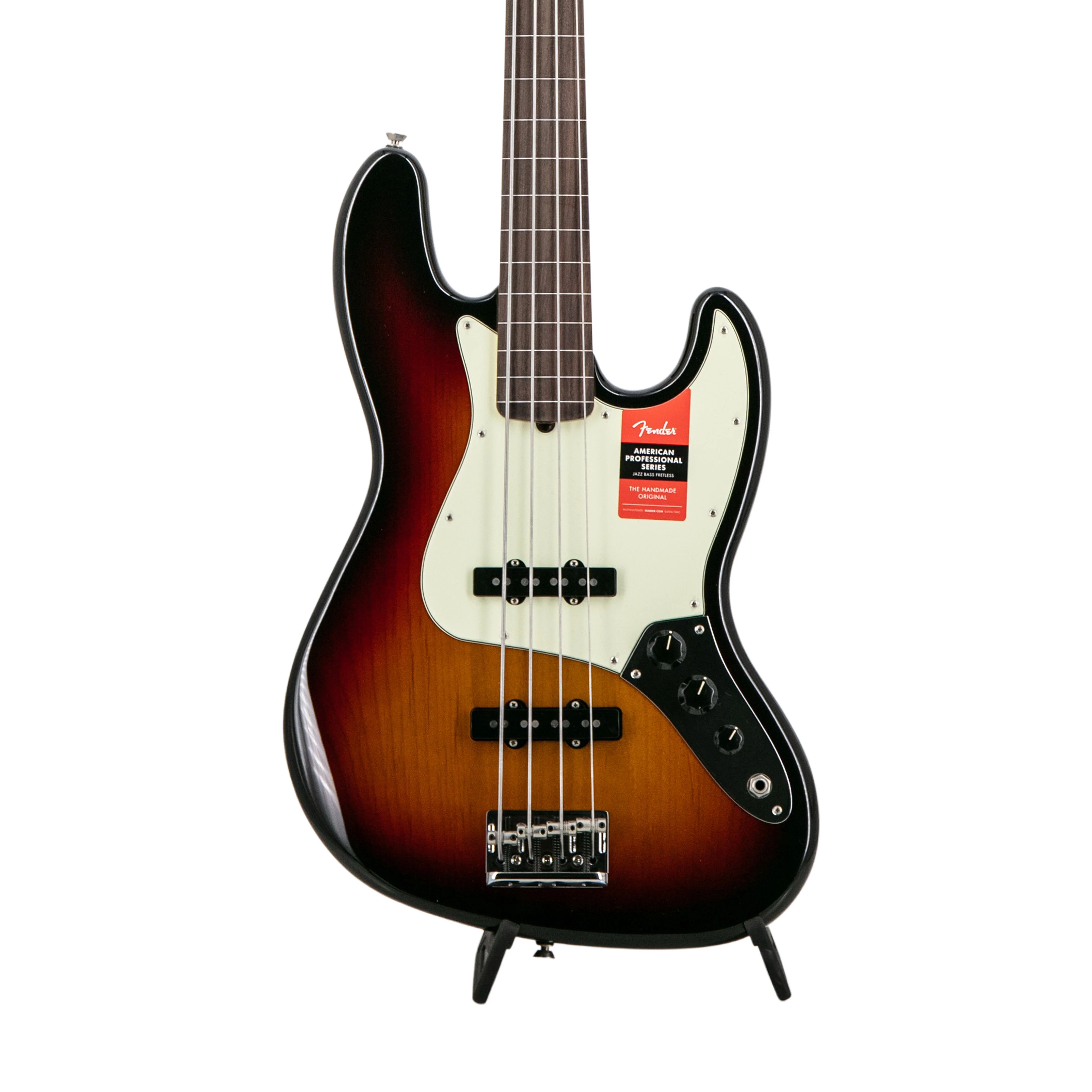 Fender American Professional Fretless Jazz Bass Guitar, Rosewood FB, 3-Tone Sunburst, US1903XXXX - Image 4