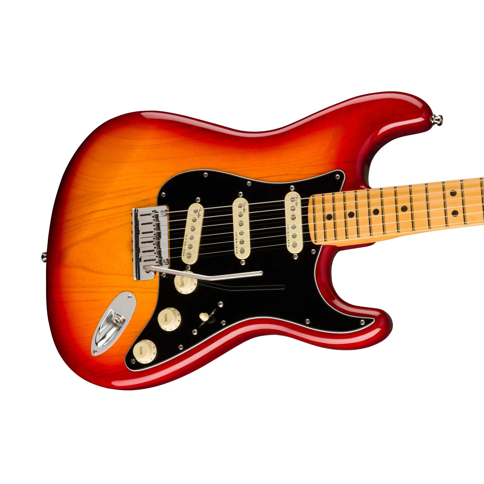 Fender American Ultra Luxe Stratocaster Electric Guitar, Maple FB, Plasma Red Burst - Image 5