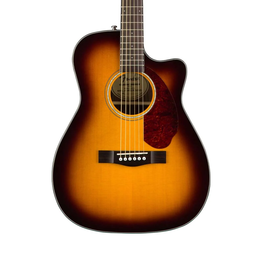 Fender CC-140SCE Concert Electro Acoustic Guitar w/Case, Sunburst - Image 4