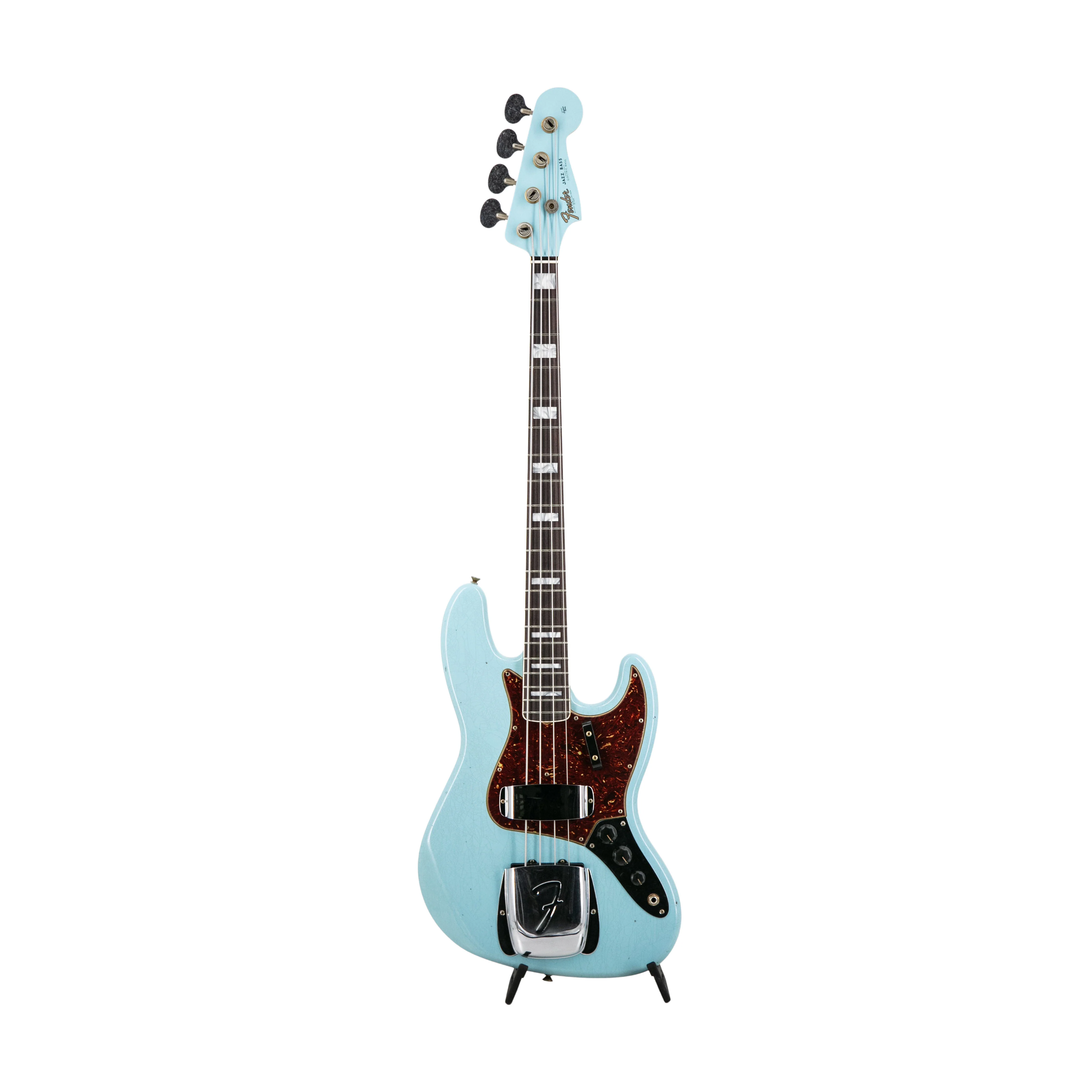 Fender Custom Shop Limited Edition 1966 Jazz Bass Journeyman Guitar, Aged Daphne Blue
