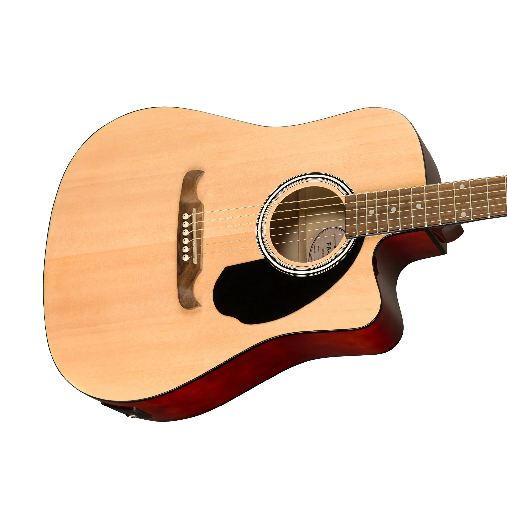 Fender FA-125CE Dreadnought Acoustic Guitar, Walnut FB, Natural - Image 8