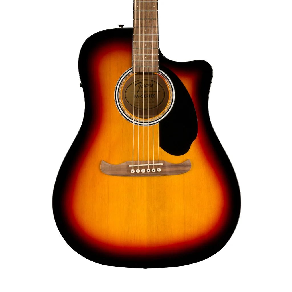 Fender FA-125CE Dreadnought Acoustic Guitar, Walnut FB, Sunburst - Image 3