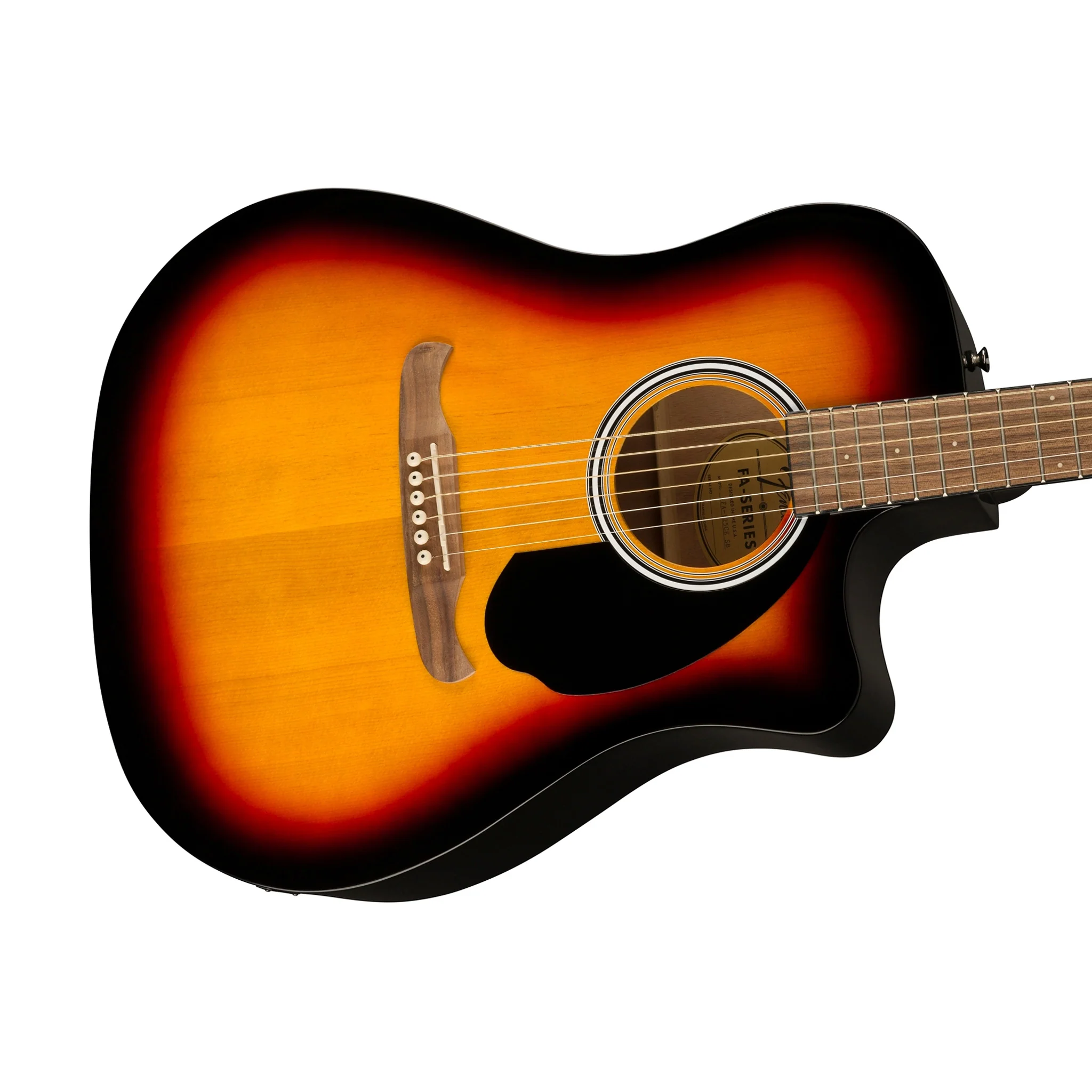 Fender FA-125CE Dreadnought Acoustic Guitar, Walnut FB, Sunburst - Image 7