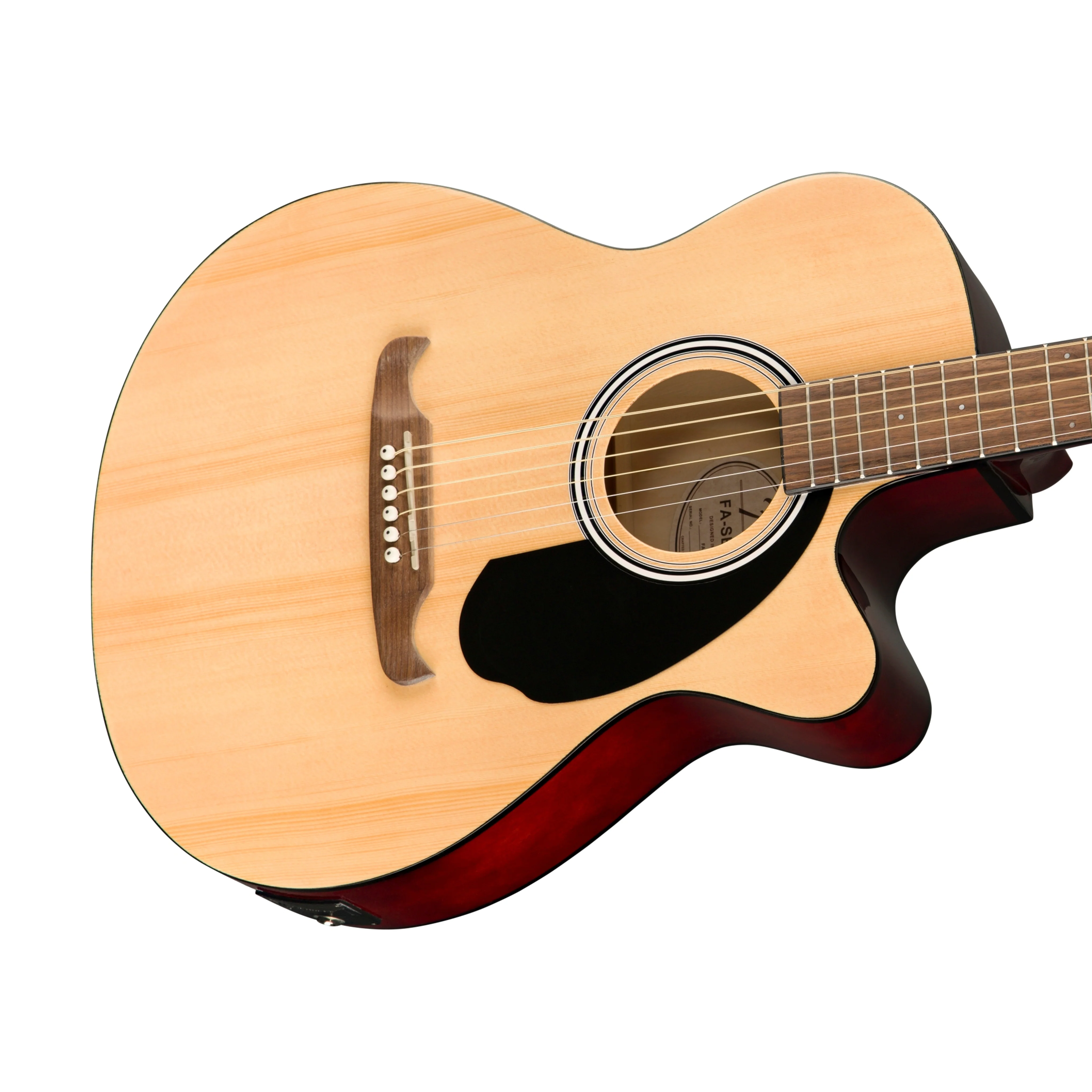 Fender FA-135CE Concert Acoustic Guitar, Walnut FB, Natural - Image 8