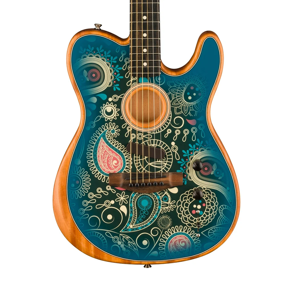 Fender FSR American Acoustasonic Telecaster Acoustic Guitar w/bag, Ebony FB, Blue Paisley - Image 4