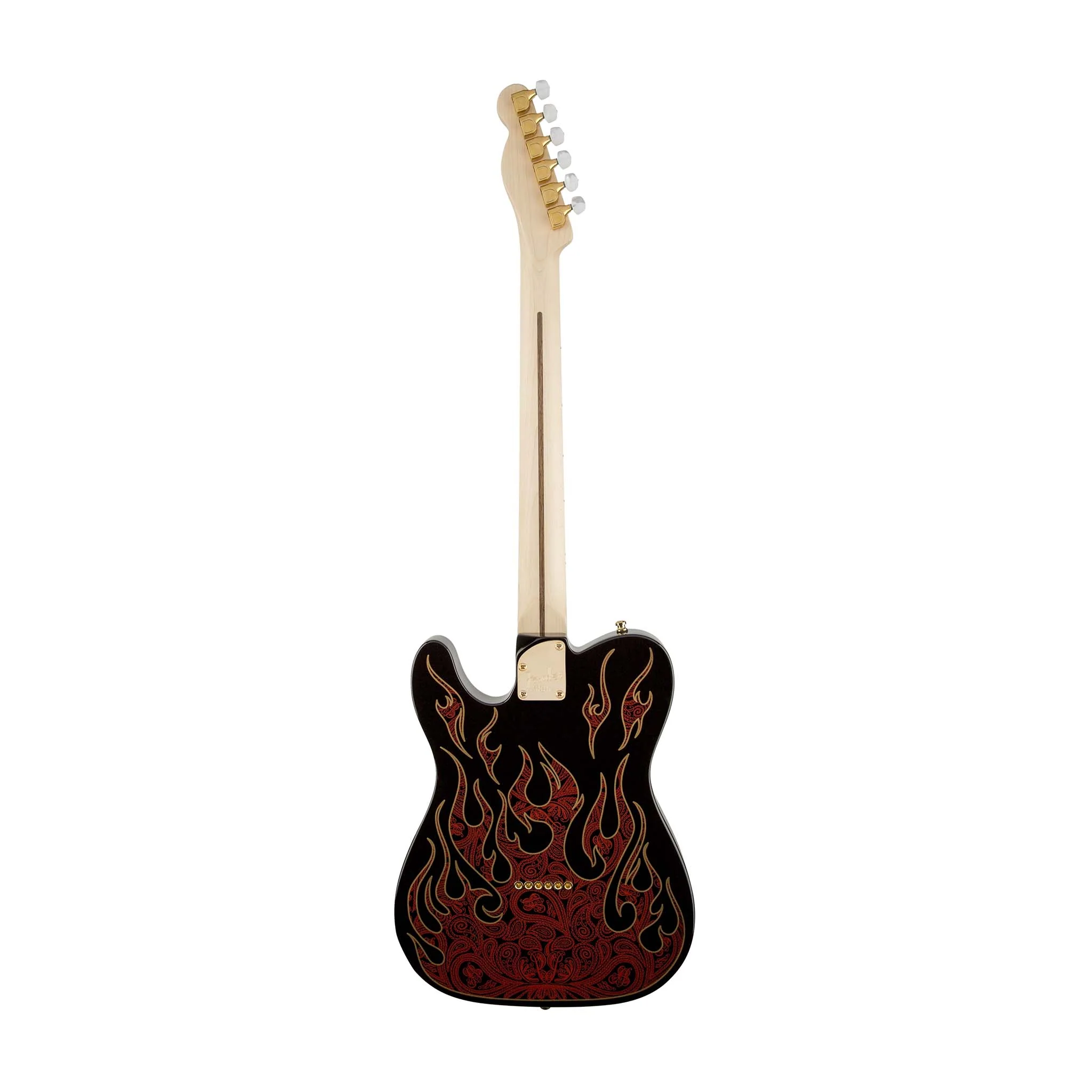 Fender James Burton Telecaster Electric Guitar w/Case, Maple Neck, Red Paisley Flames - Image 2