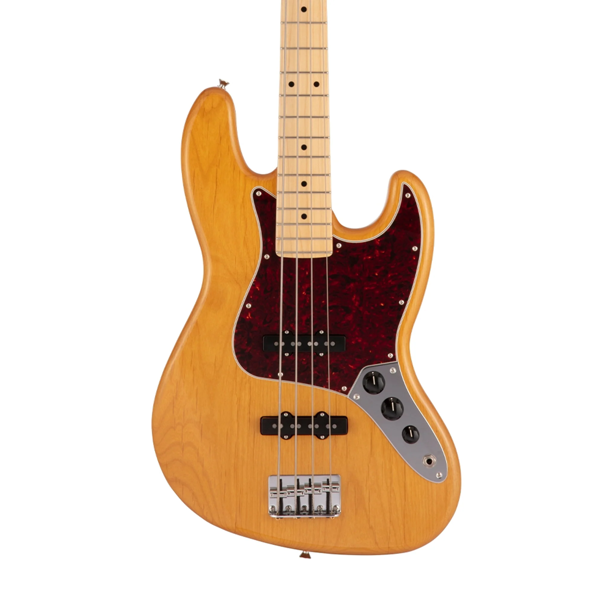 Fender Japan Hybrid II Jazz Bass Guitar, Maple FB, Vintage Natural - Image 3
