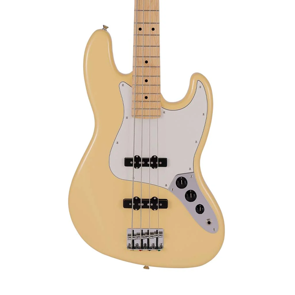 Fender Japan Hybrid II Jazz Bass Guitar, Maple FB, Vintage White - Image 3