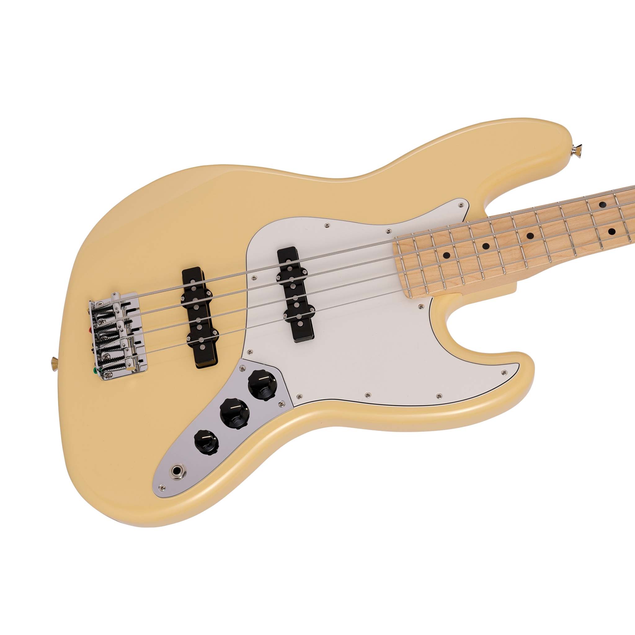 Fender Japan Hybrid II Jazz Bass Guitar, Maple FB, Vintage White - Image 5
