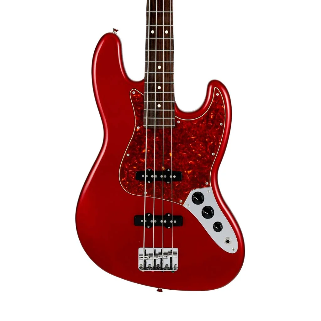 Fender Japan Hybrid II Jazz Bass Guitar, RW FB, Candy Apple Red - Image 3