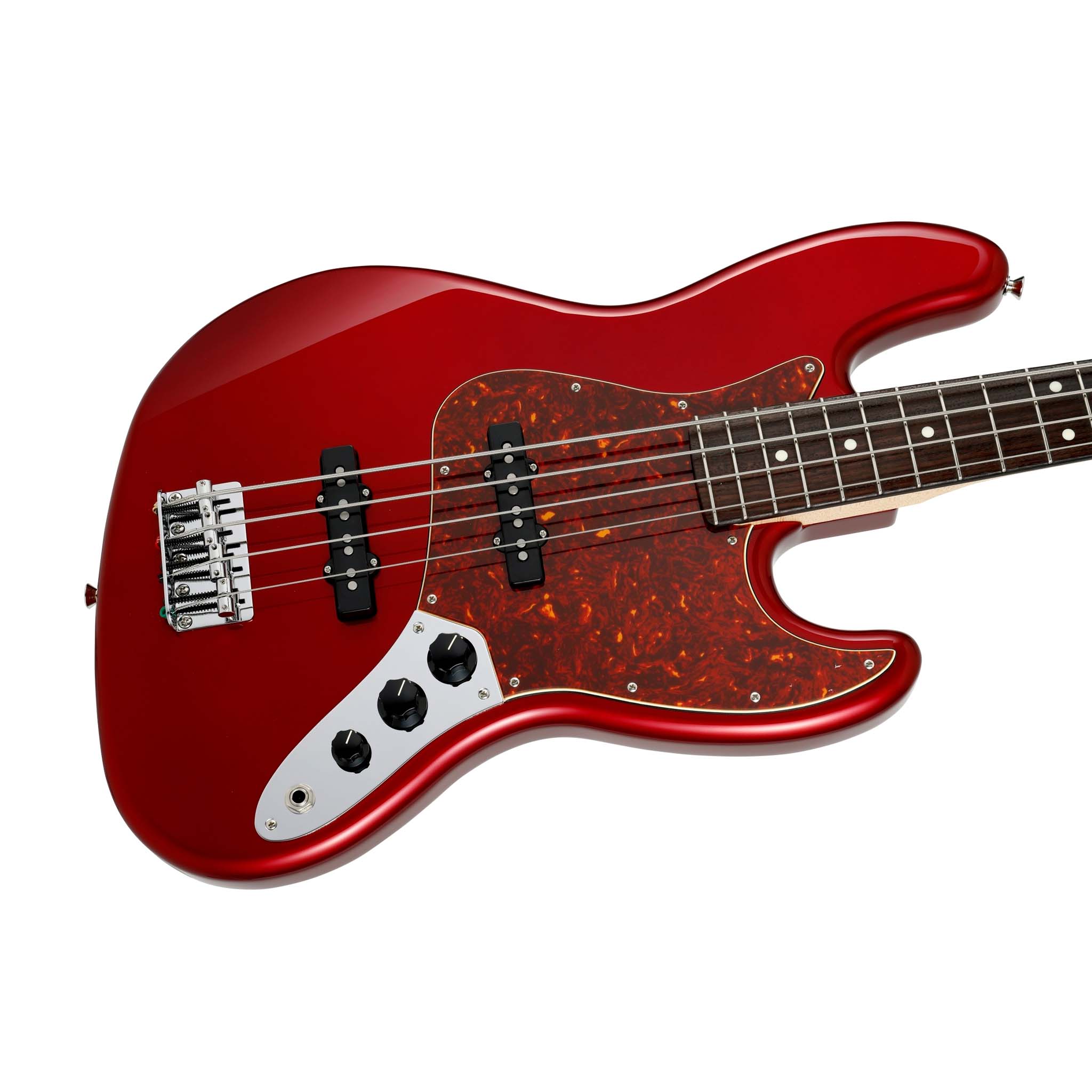 Fender Japan Hybrid II Jazz Bass Guitar, RW FB, Candy Apple Red - Image 5