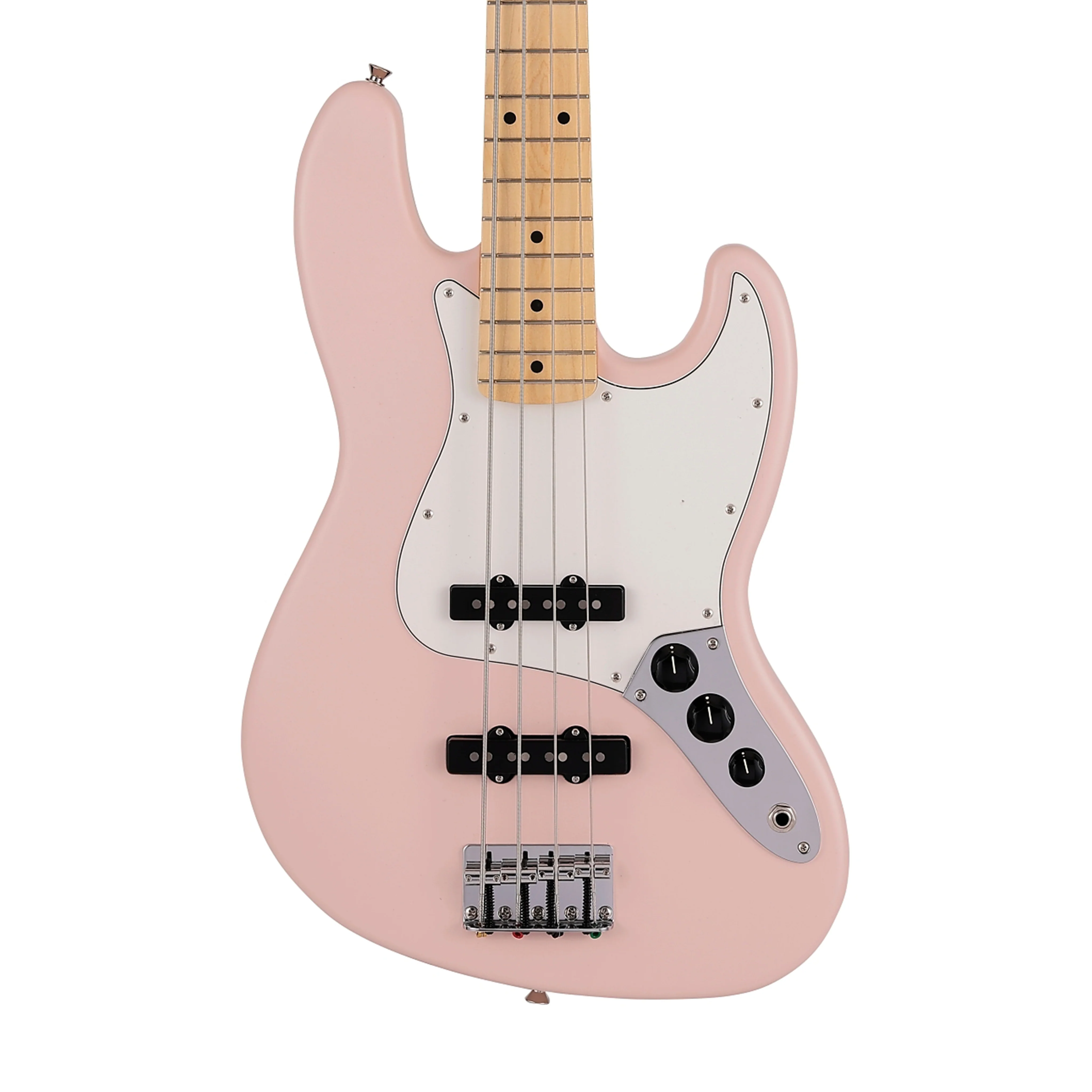 Fender Japan Junior Collection Jazz Bass Guitar, Maple FB, Satin Shell Pink - Image 3
