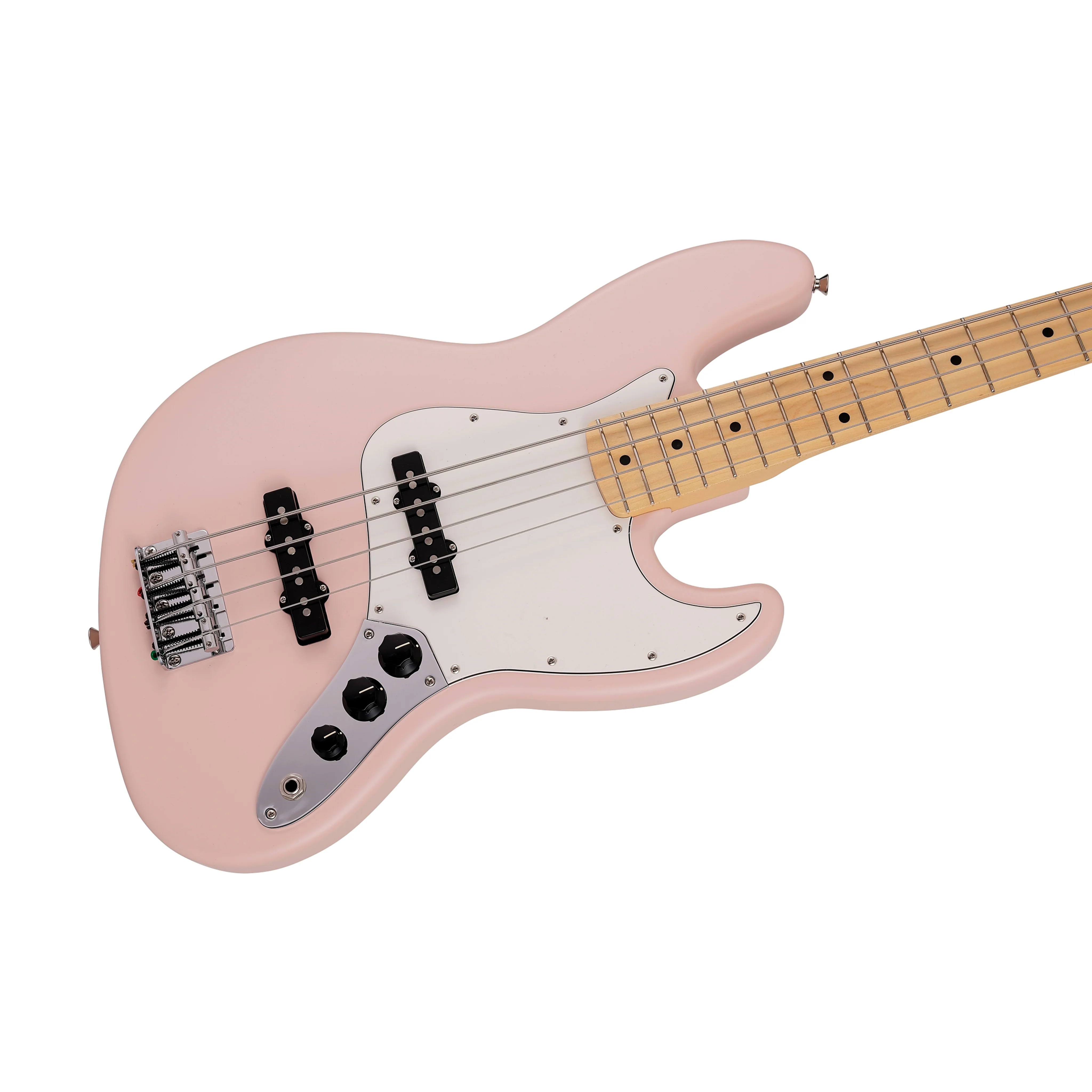 Fender Japan Junior Collection Jazz Bass Guitar, Maple FB, Satin Shell Pink - Image 5