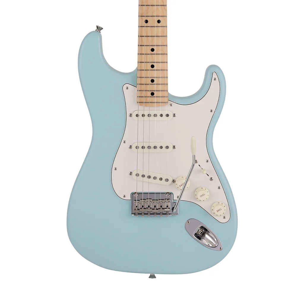 Fender Japan Junior Collection Stratocaster Electric Guitar, Maple FB, Satin Daphne Blue - Image 3