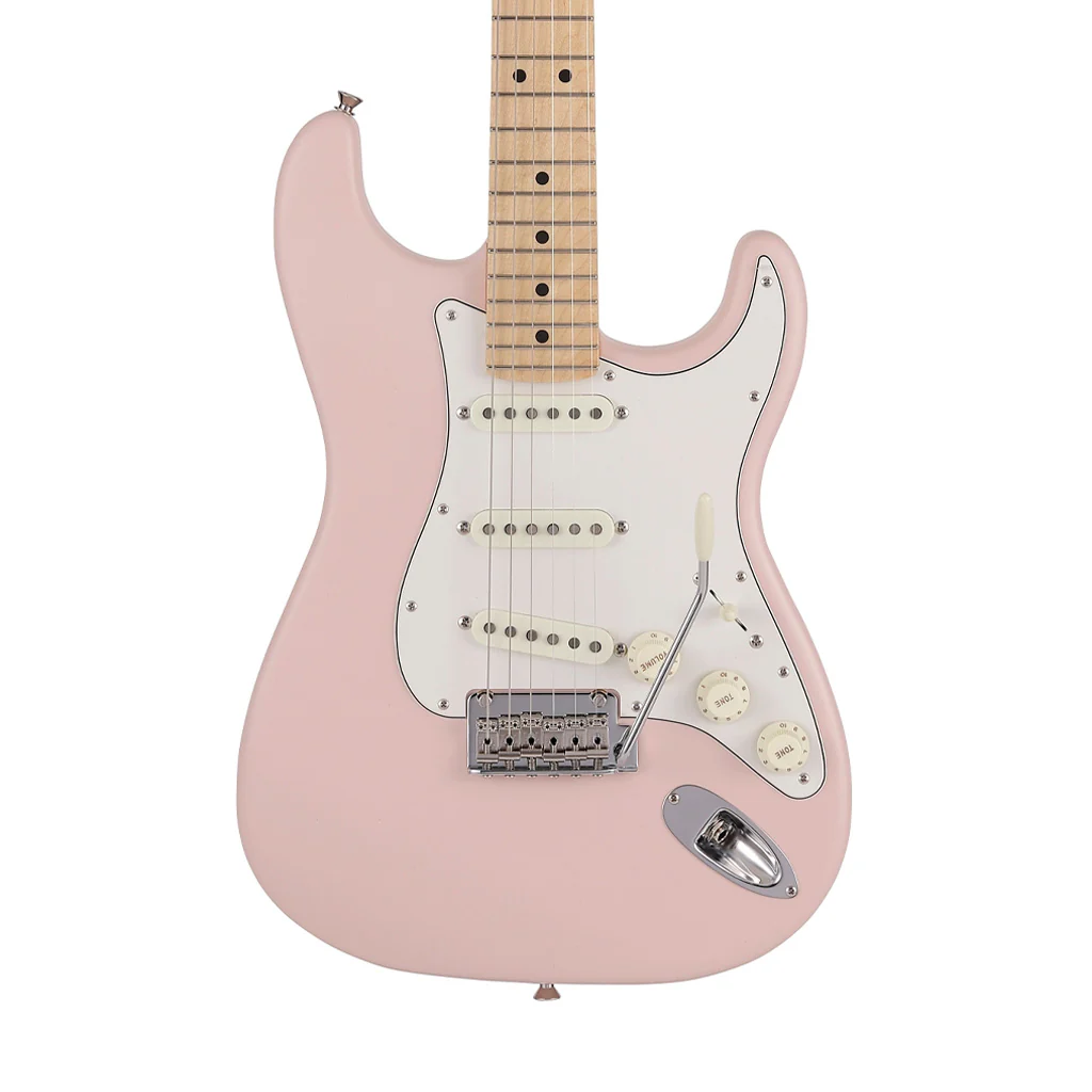 Fender Japan Junior Collection Stratocaster Electric Guitar, Maple FB, Satin Shell Pink - Image 3