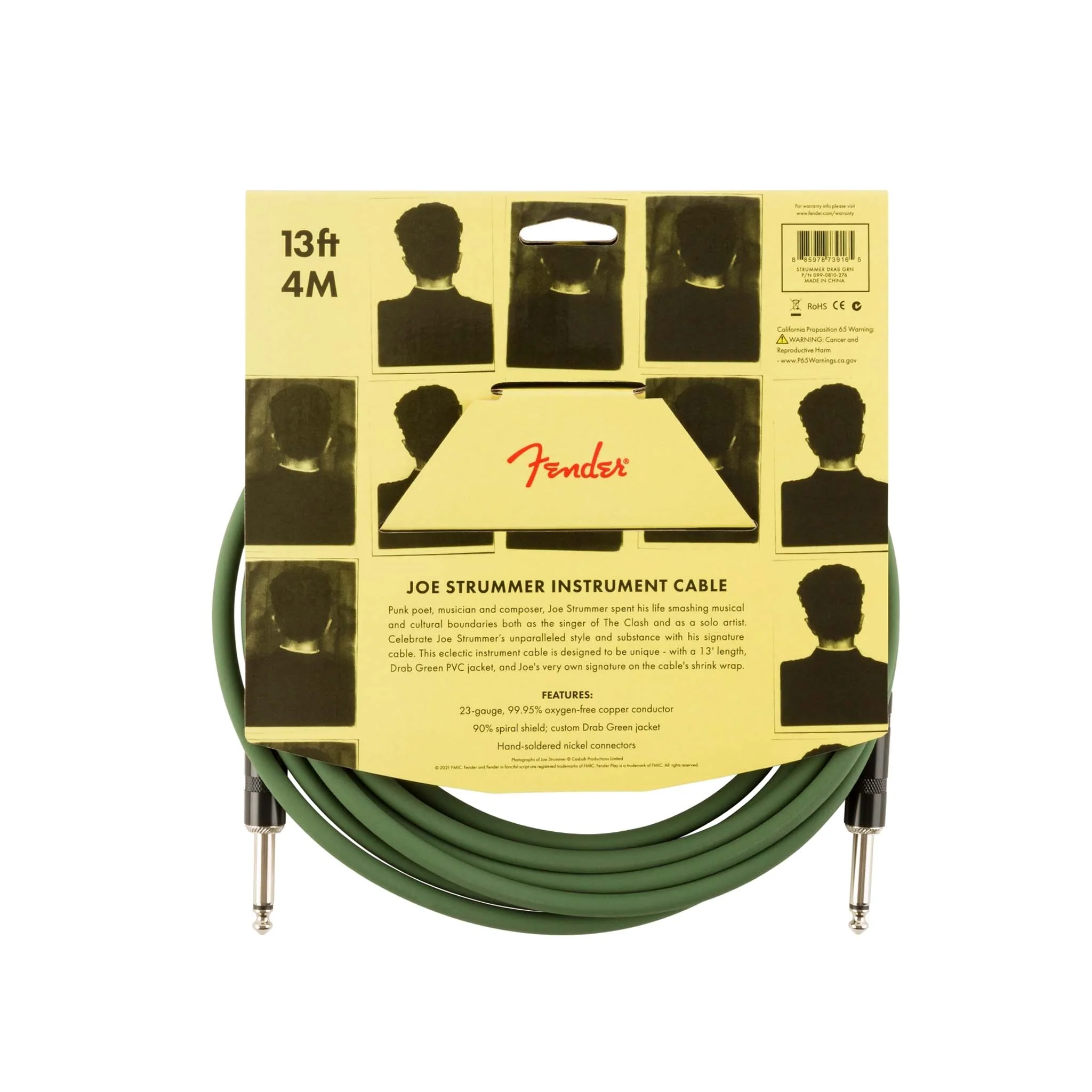 Fender Joe Strummer 13FT Instrument Cable, Drab Green - Image 5