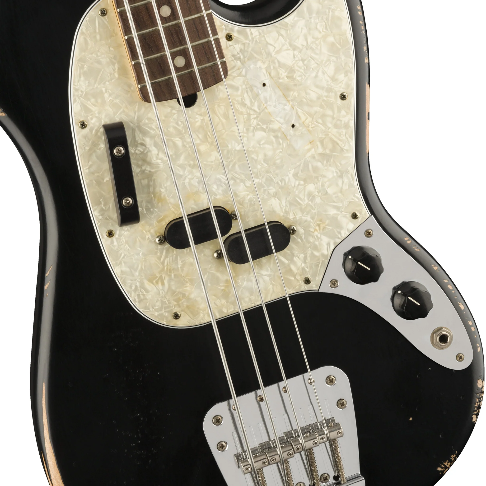 Fender Justin Meldal-Johnson Road Worn Mustang Bass Guitar, Black - Image 3