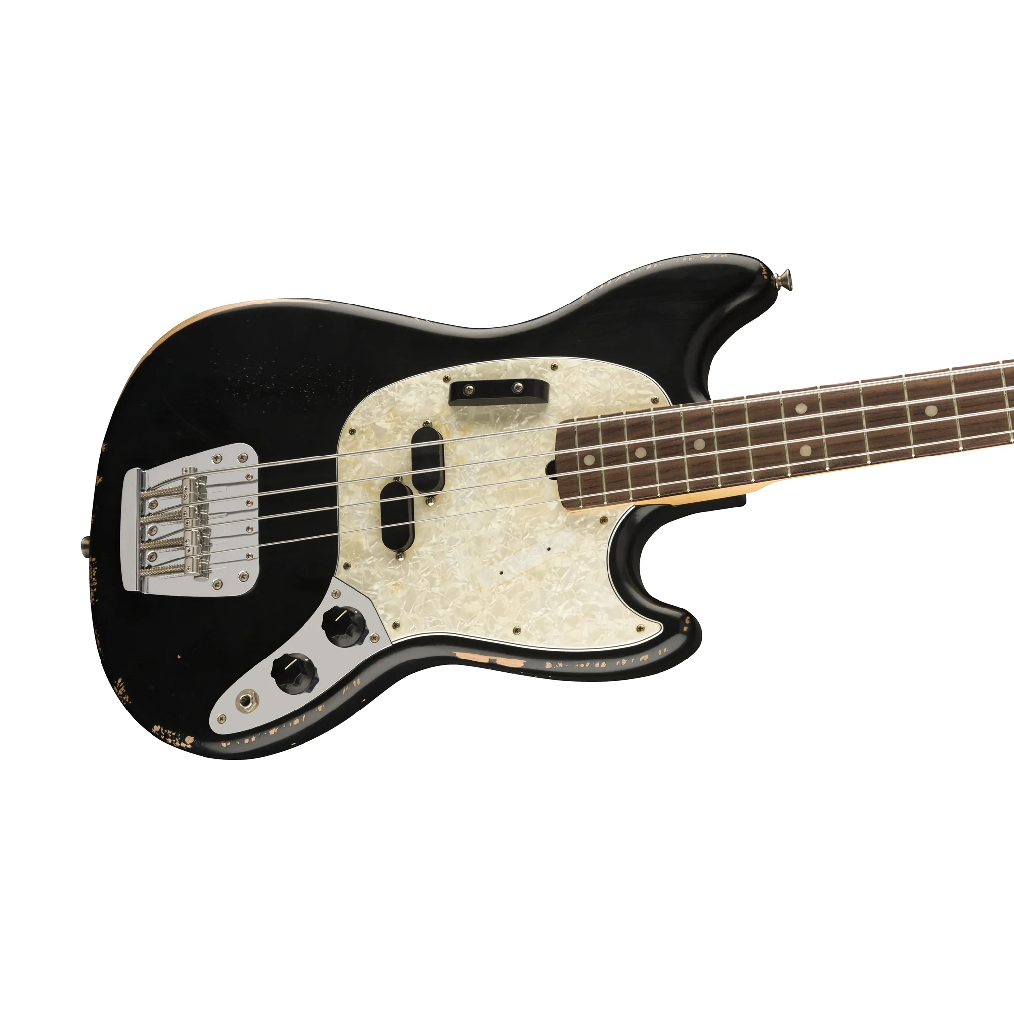 Fender Justin Meldal-Johnson Road Worn Mustang Bass Guitar, Black - Image 4
