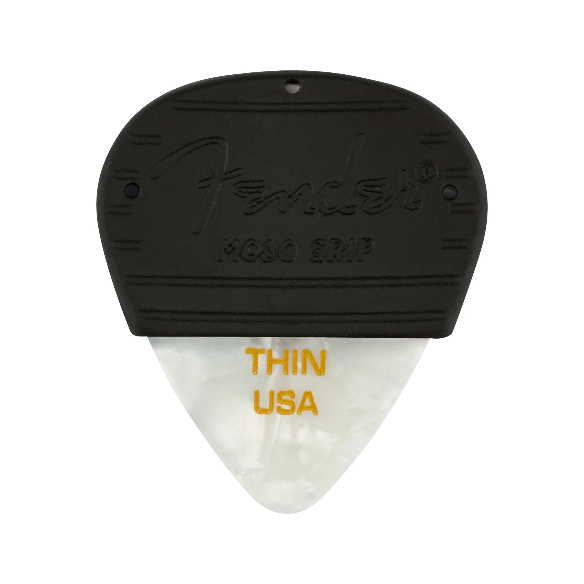 Fender Mojo Grip Celluloid Guitar Picks, White Moto, 3-Pack, Thin