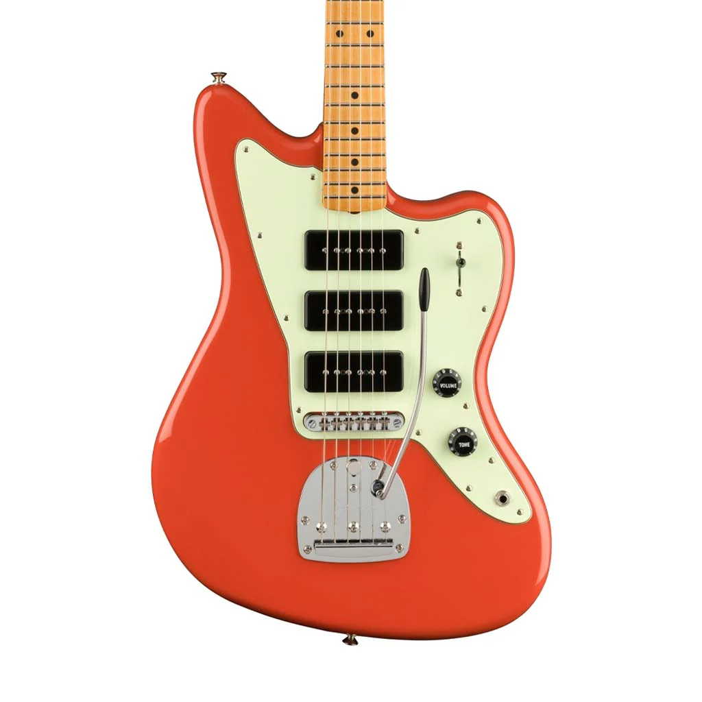 Fender Noventa Jazzmaster Electric Guitar, Maple FB, Fiesta Red - Image 3