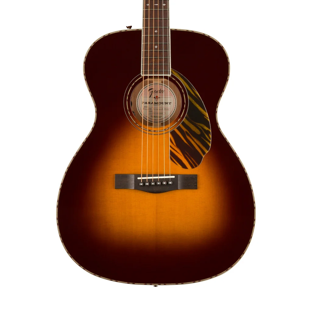 Fender PO-220E Orchestra Electro Acoustic Guitar, 3 Colour Vintage Sunburst - Image 4