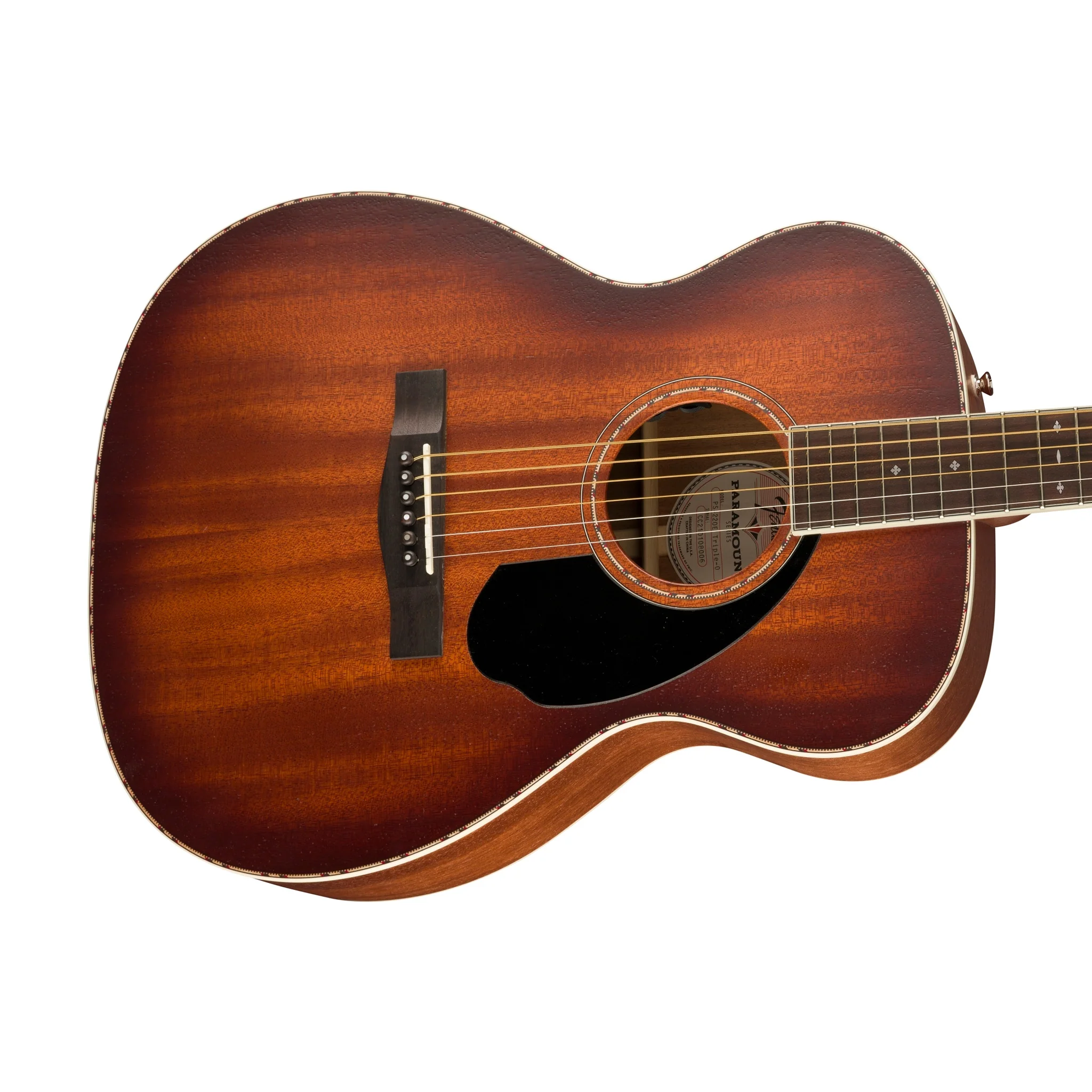Fender PO-220E Orchestra Electro Acoustic Guitar, Aged Cognac Burst - Image 6