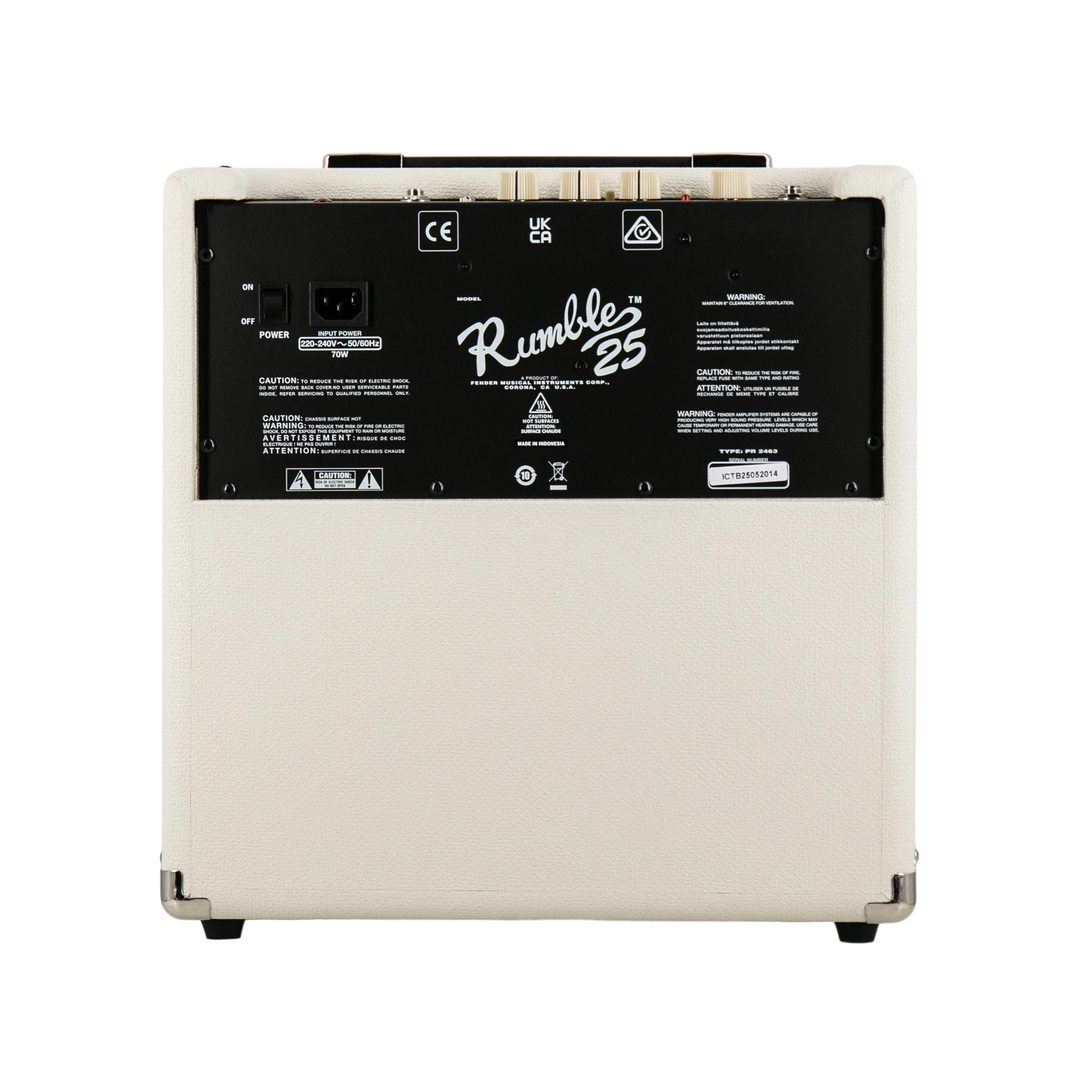 Fender Rumble 25 V3 Bass Combo Amplifier, Ivory, 230V UK - Image 4