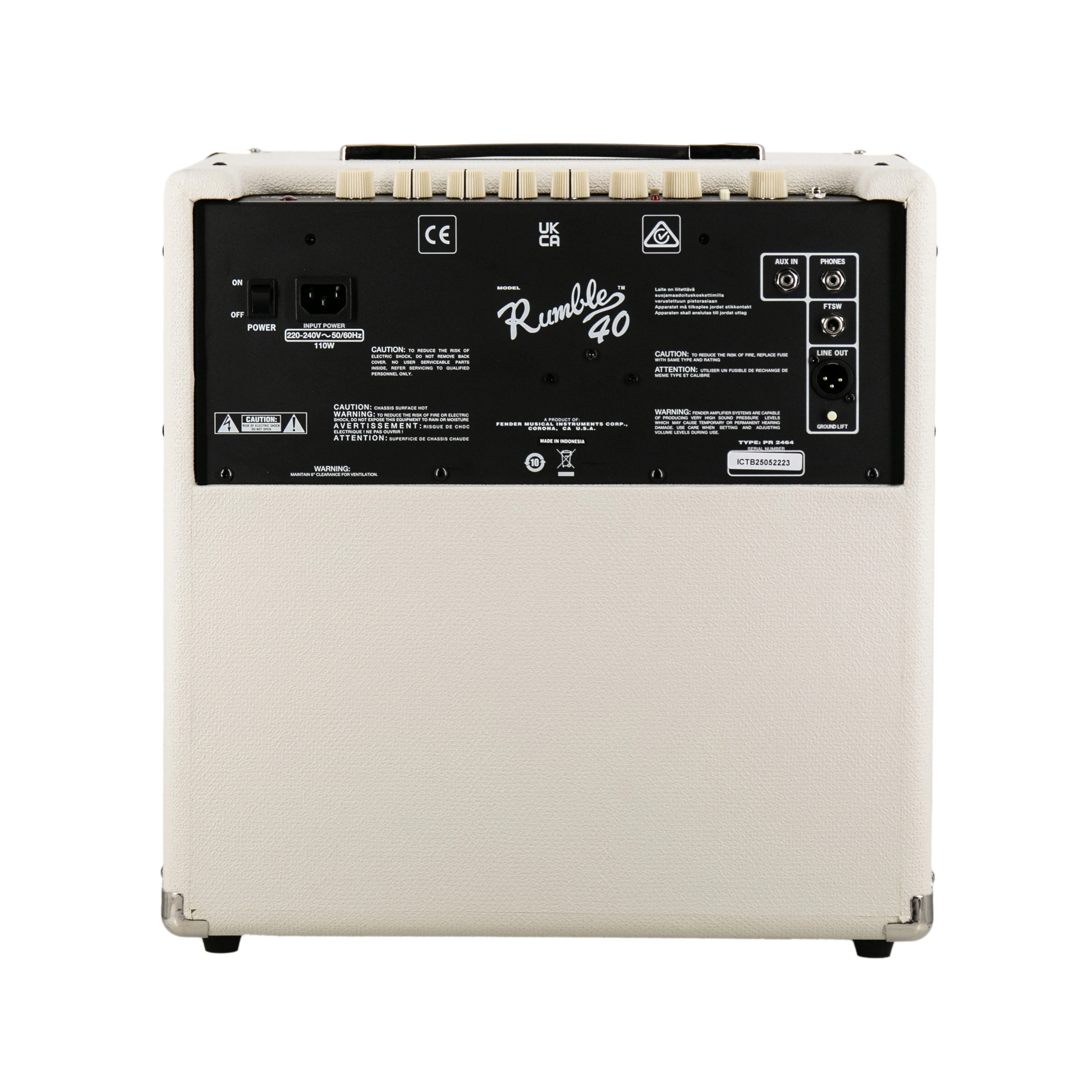 Fender Rumble 40 V3 Bass Combo Amplifier, Ivory, 230V UK - Image 4