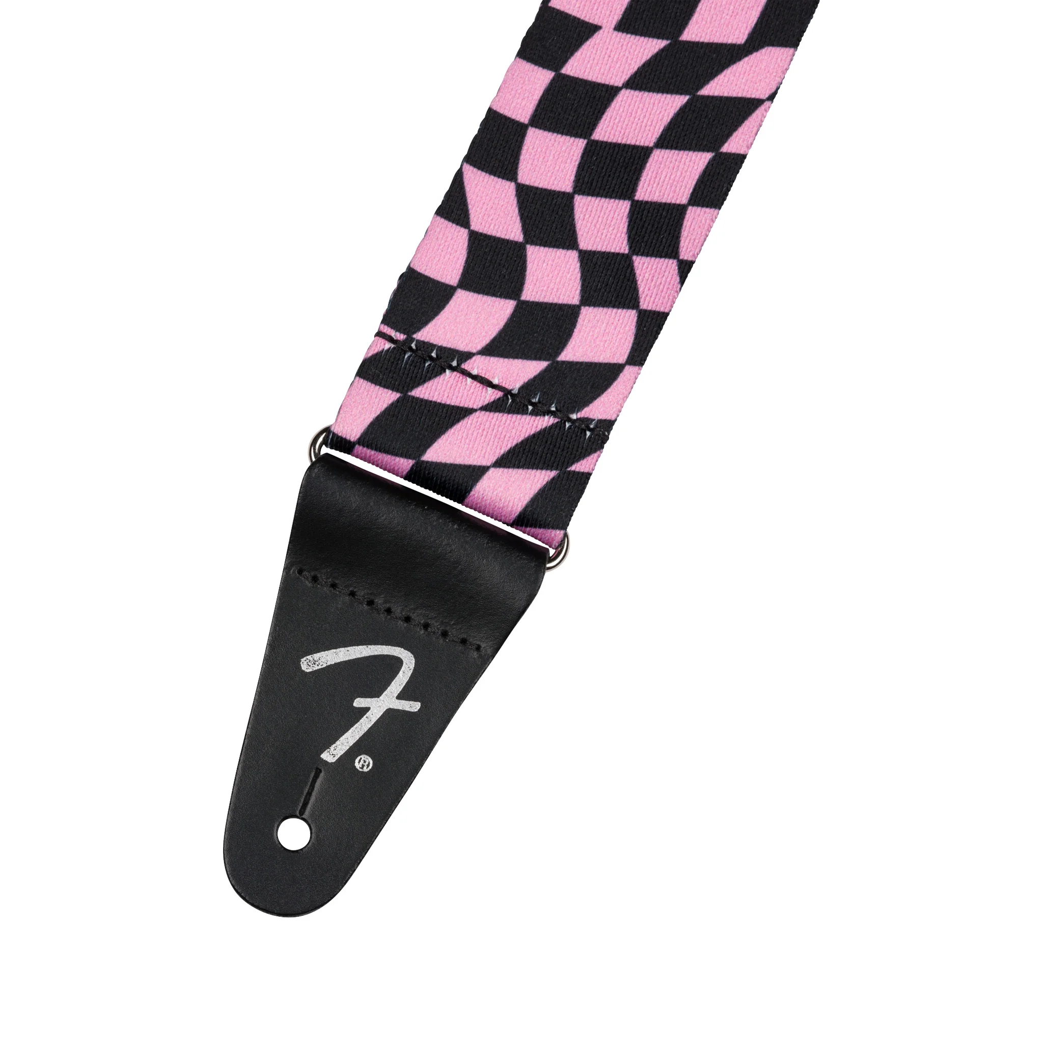 Fender Wavy Checkerboard Polyester Guitar Strap, Pink - Image 2