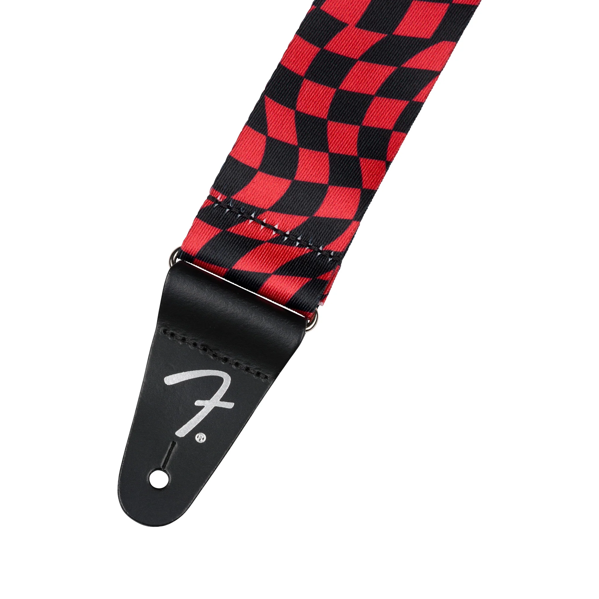 Fender Wavy Checkerboard Polyester Guitar Strap, Red - Image 2