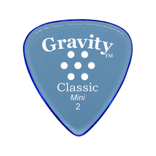 Gravity Classic Mini 2.0mm Guitar Pick w/Multi-hole Grip, Polished Blue