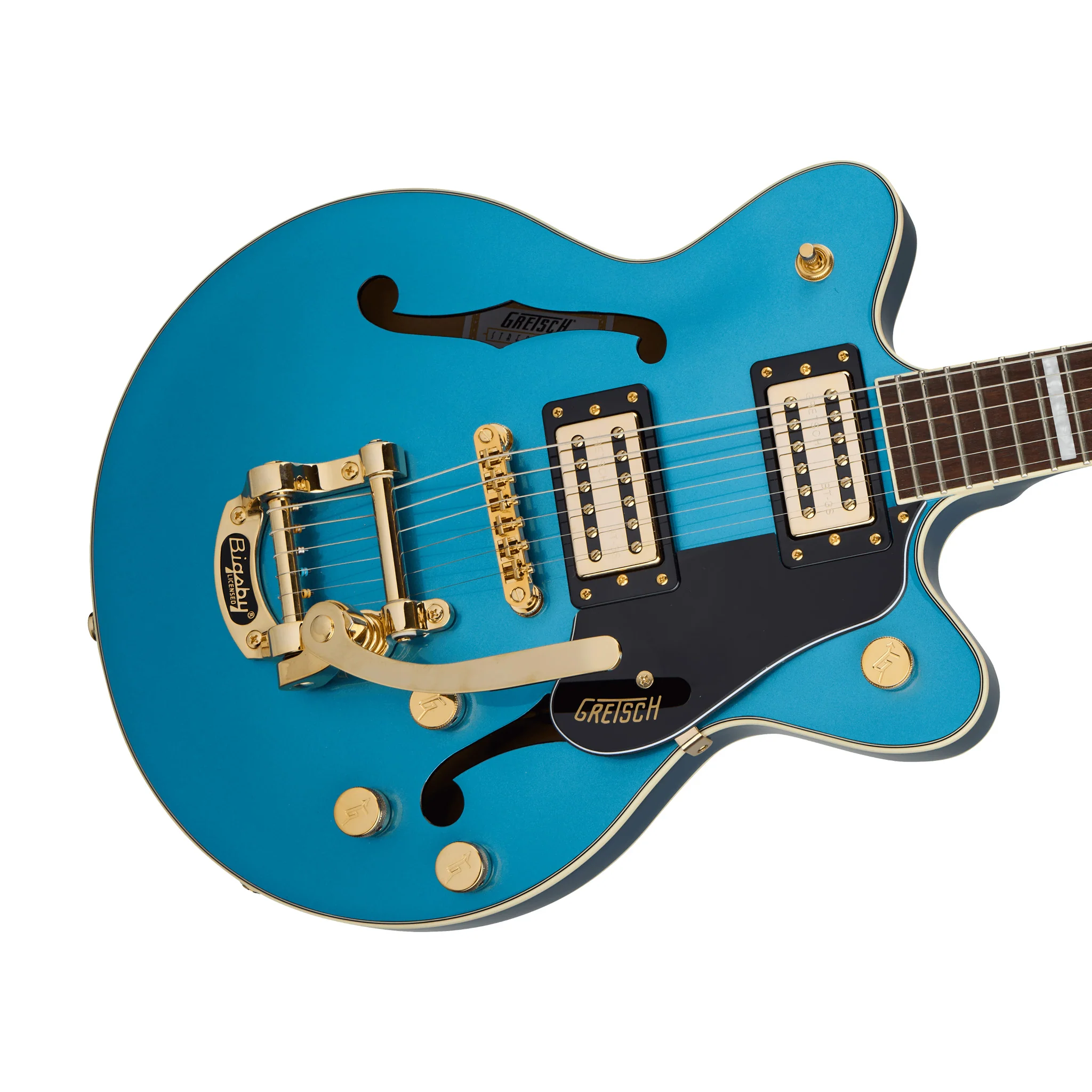 Gretsch G2655TG Streamliner Center Block Jr. Double-Cut Guitar w/Bigsby, Laurel FB, Riviera Blue - Image 5