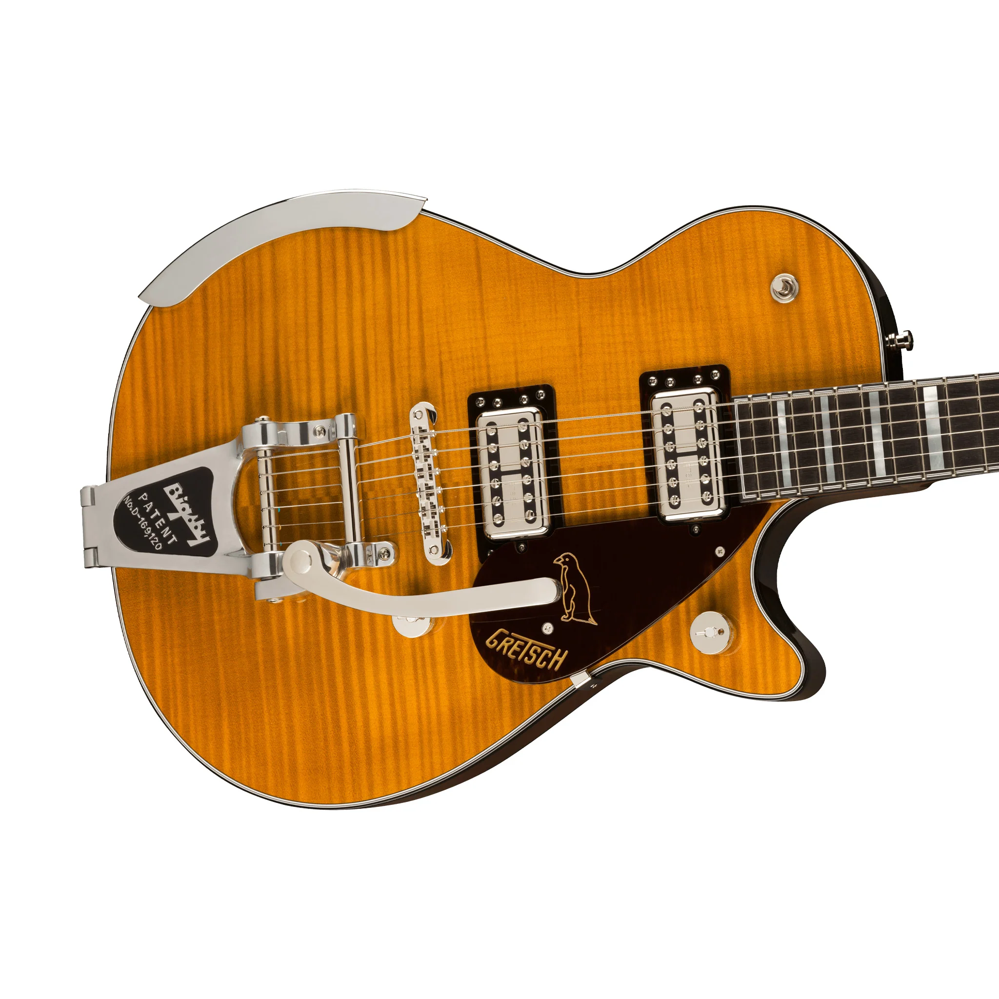 Gretsch G6134TFM-NH Nigel Hendroff Signature Penguin Electric Guitar, Amber Flame - Image 5