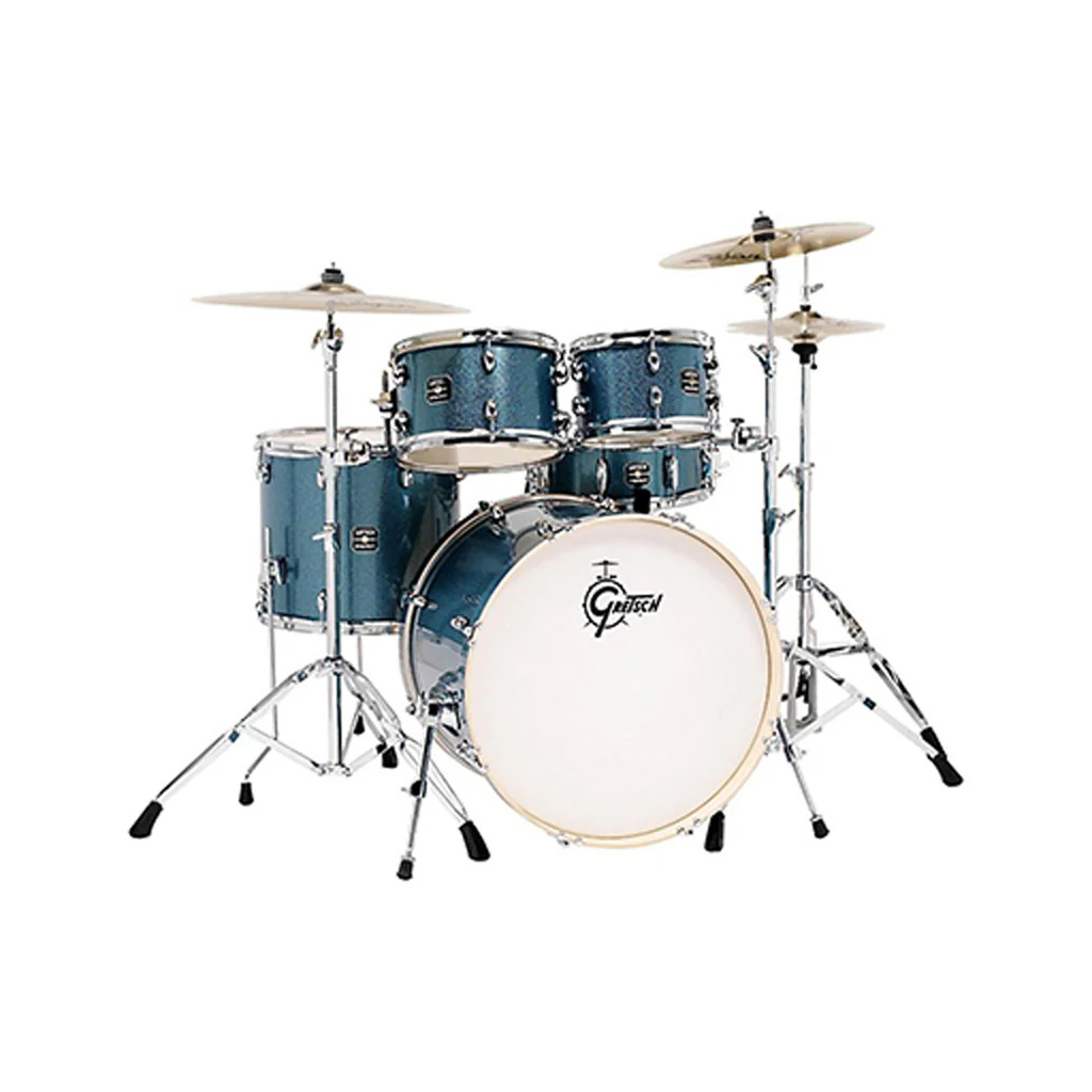 Gretsch GE4E825BS Energy 5-Piece Drum Kit w/Hardware (22inch BD), Blue Sparkle w/ Sabian SBR Cymbals Bundle