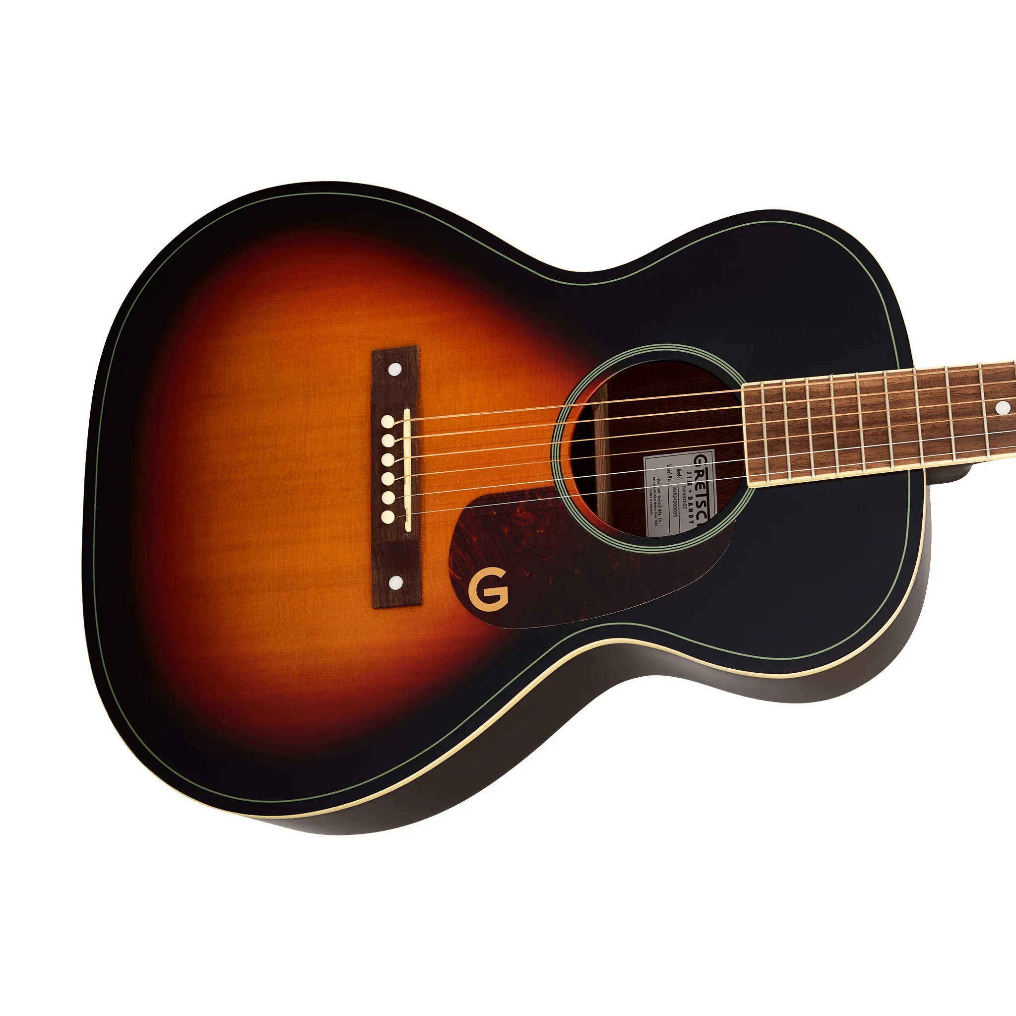 Gretsch Limited Edition Jim Dandy Concert Acoustic Guitar w/Solid Top, Walnut FB, Heritage Burst - Image 8