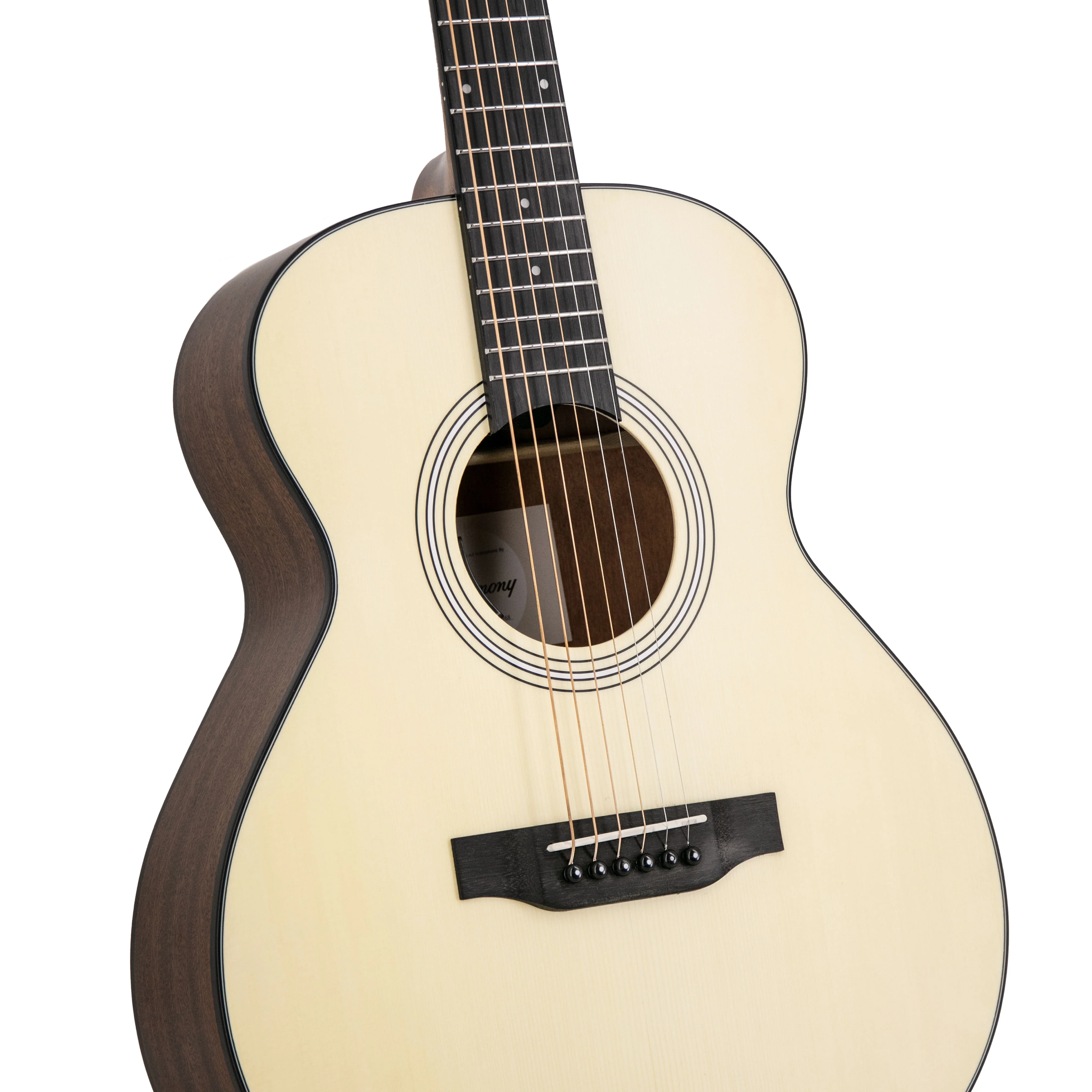 Harmony Foundation Series e-Terra Petite OM Acoustic Guitar w/Bag, Natural Satin - Image 4