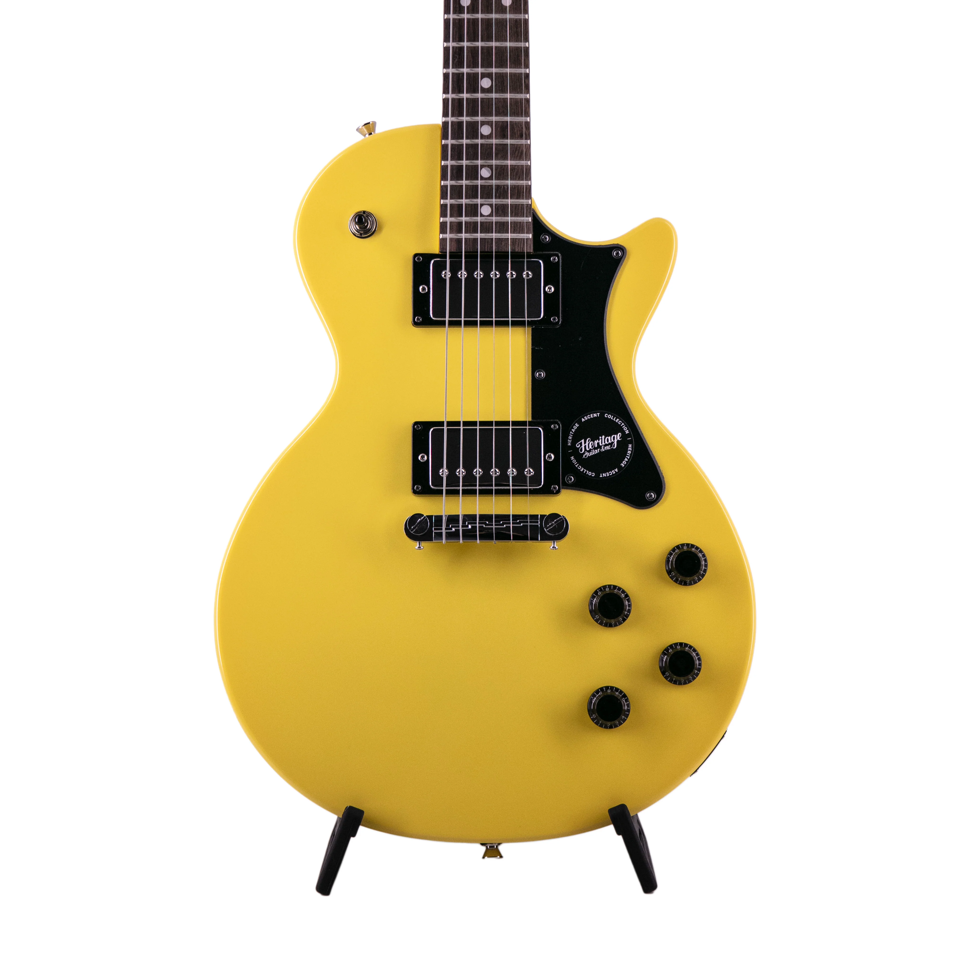 Heritage Ascent Collection H-137 Humbucker Electric Guitar, Marigold Yellow w/ Fender Frontman 10G Bundle - Image 2