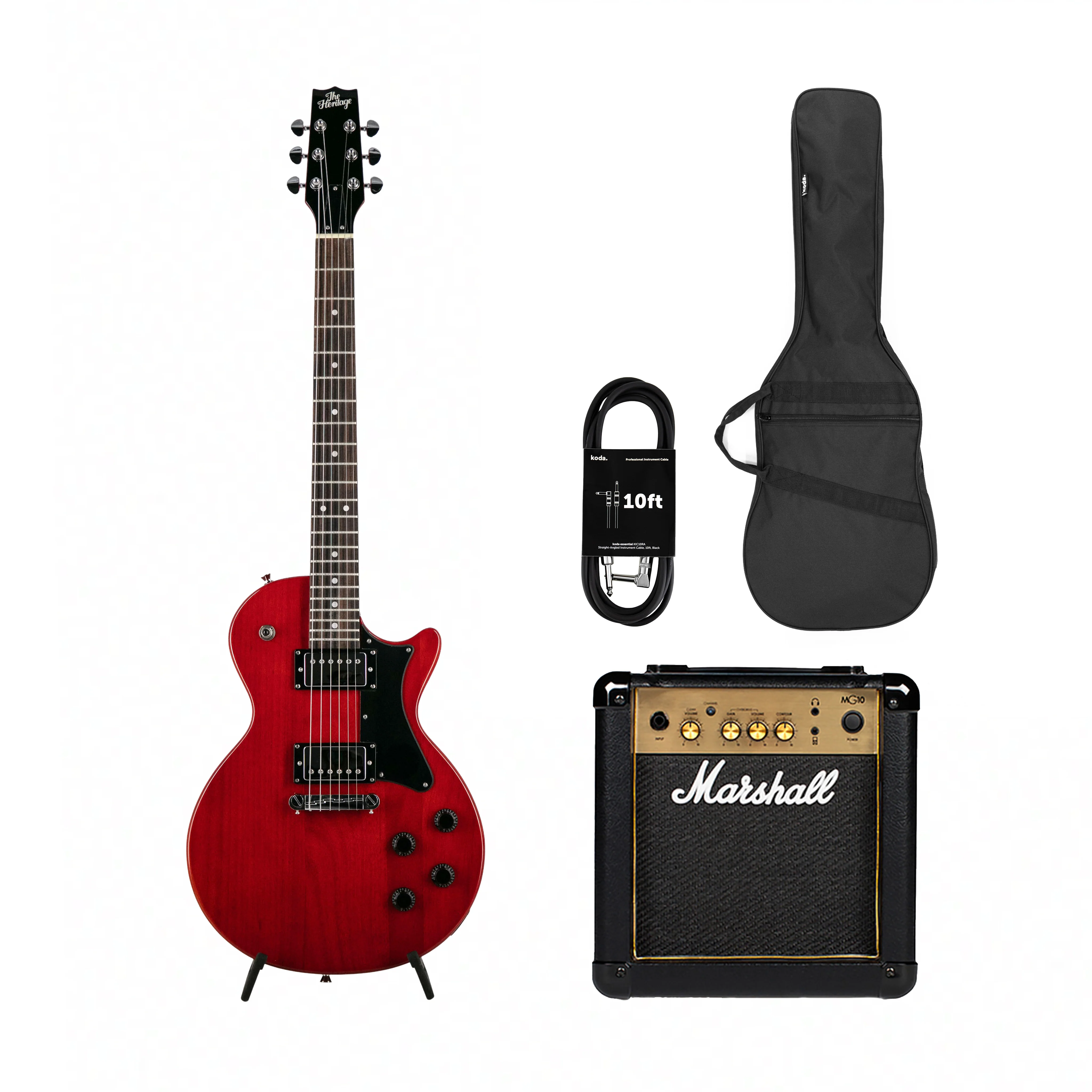 Heritage Ascent Collection H-137 Humbucker Electric Guitar, Vintage Cherry w/ Marshall MG10G Bundle