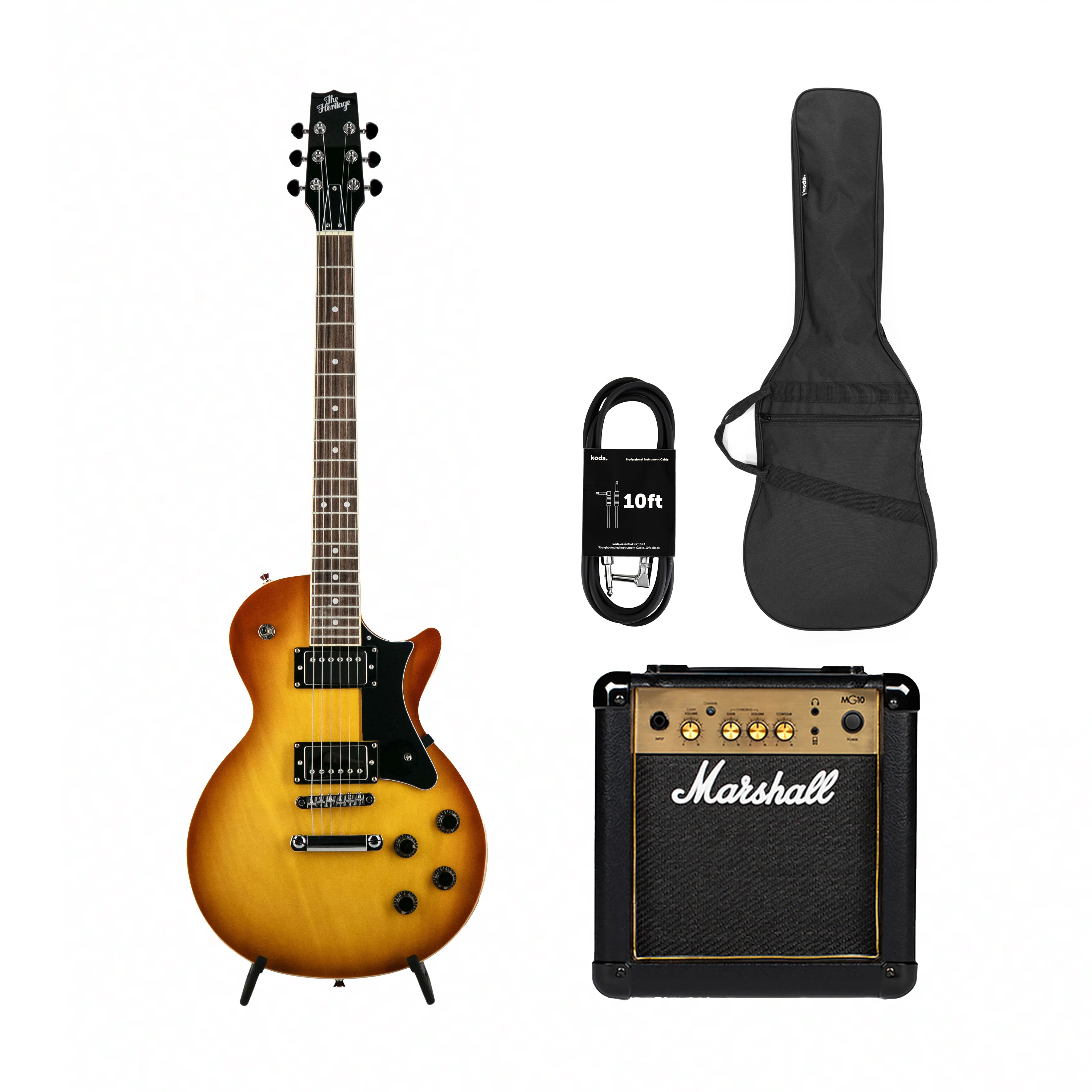 Heritage Ascent Collection H-150 Electric Guitar, Lemon Burst w/ Marshall MG10G Bundle