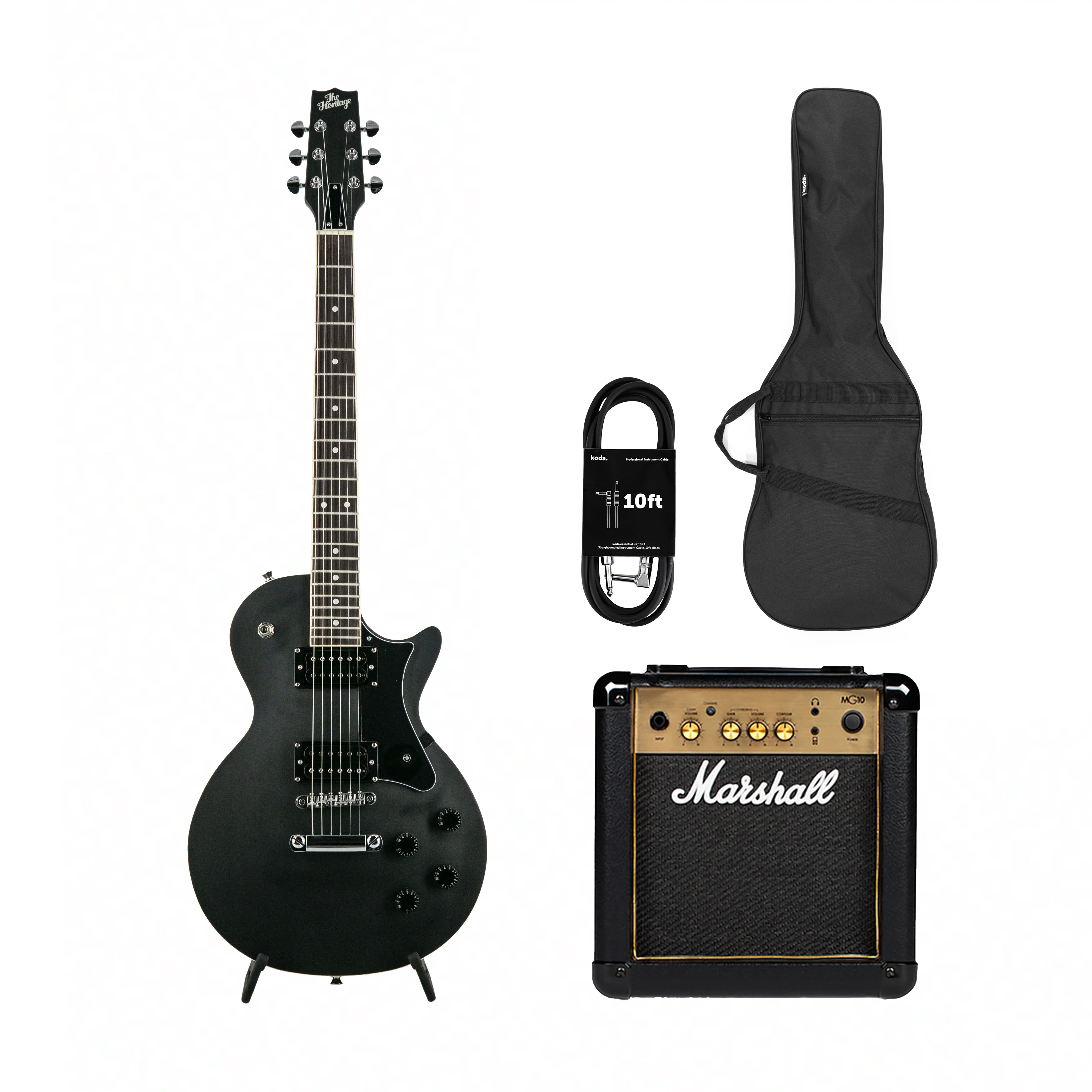 Heritage Ascent Collection H-150 Electric Guitar, Matte Charcoal w/ Marshall MG10G Bundle