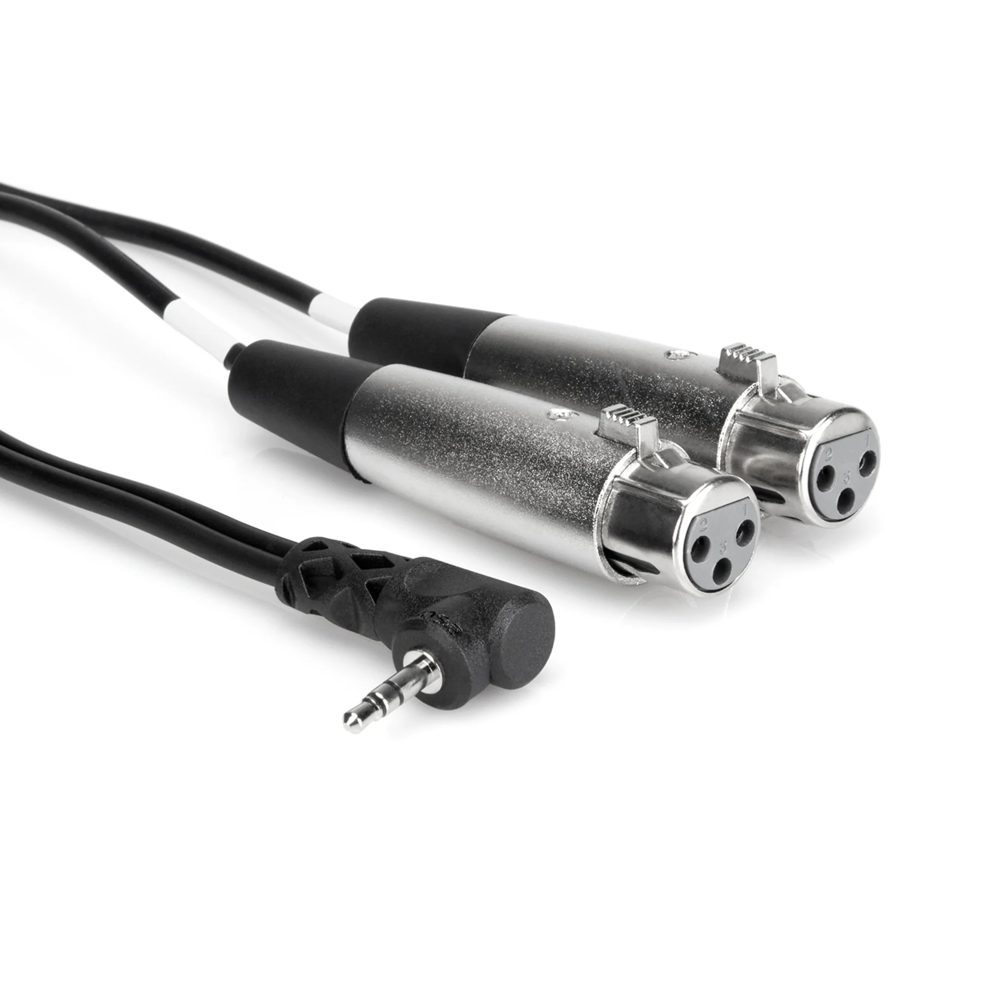 Hosa Camcorder Microphone Cable, Dual XLR3F to Right-angle 3.5 mm TRS, 2 ft