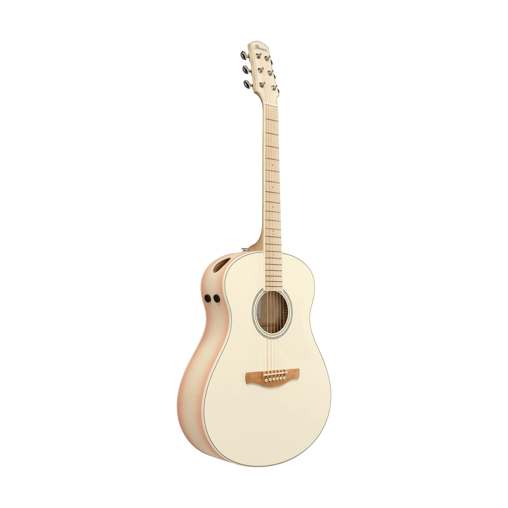 Ibanez AAM370M2E-APF Adv Acoustic Auditorium Guitar, Transparent Antique White Peach Fuzz Open Pore - Image 3