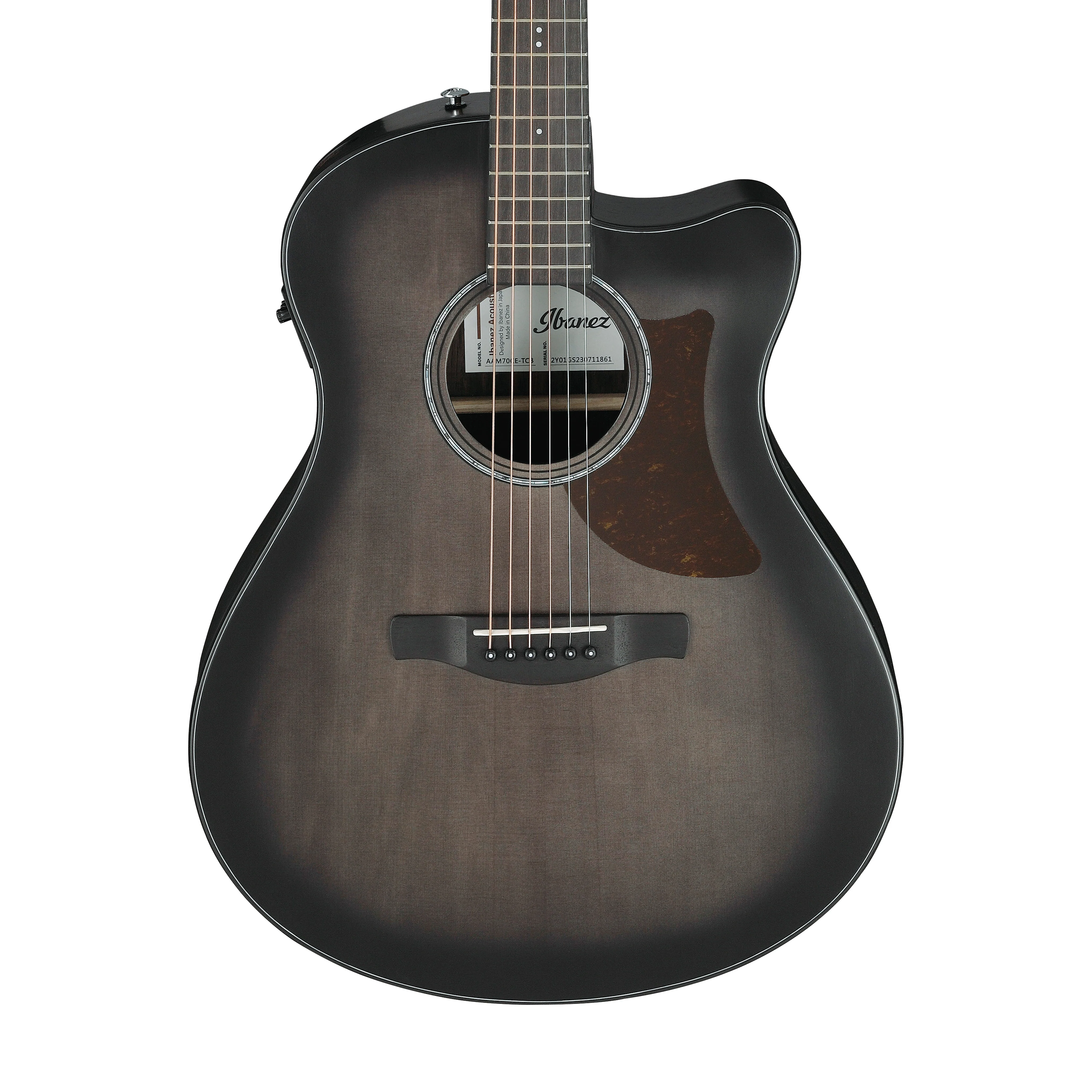 Ibanez AAM70CE-TBN Acoustic Guitar w/Gloss Top, Transparent Charcoal Burst Low, Natural Open - Image 4