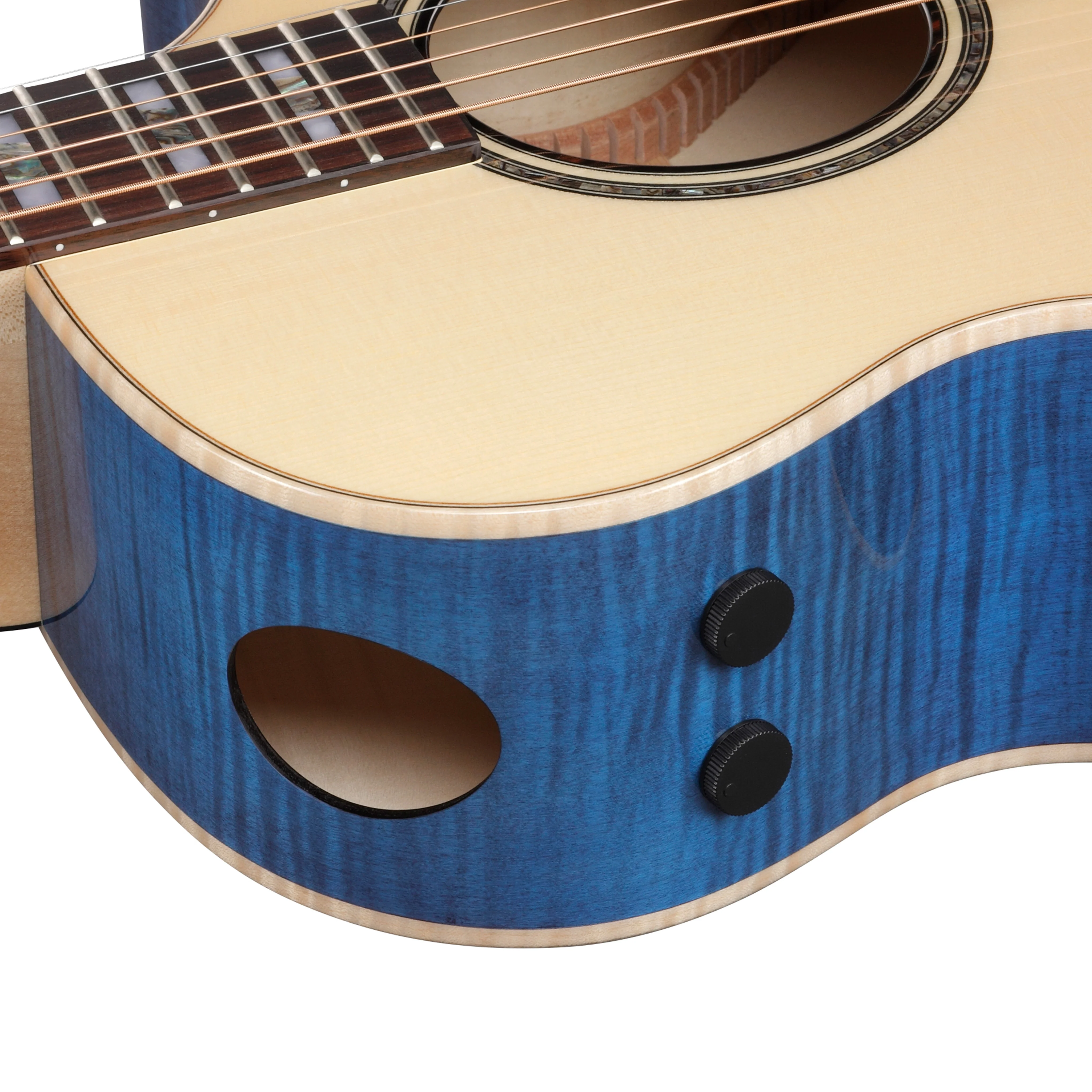 Ibanez AE390-NTA Acoustic Guitar w/Natural High Gloss Top, Aqua Blue High Gloss Back & sides - Image 8