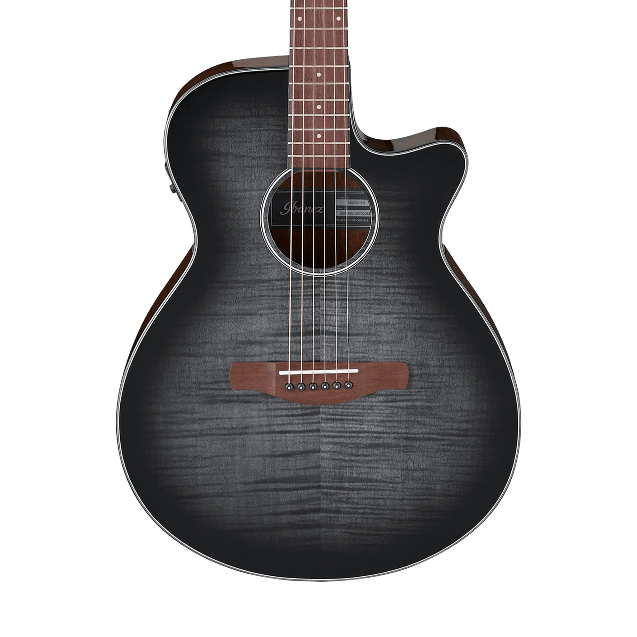 Ibanez AEG70-TCH Acoustic-Electric Guitar, Transparent Charcoal Burst High Gloss - Image 3