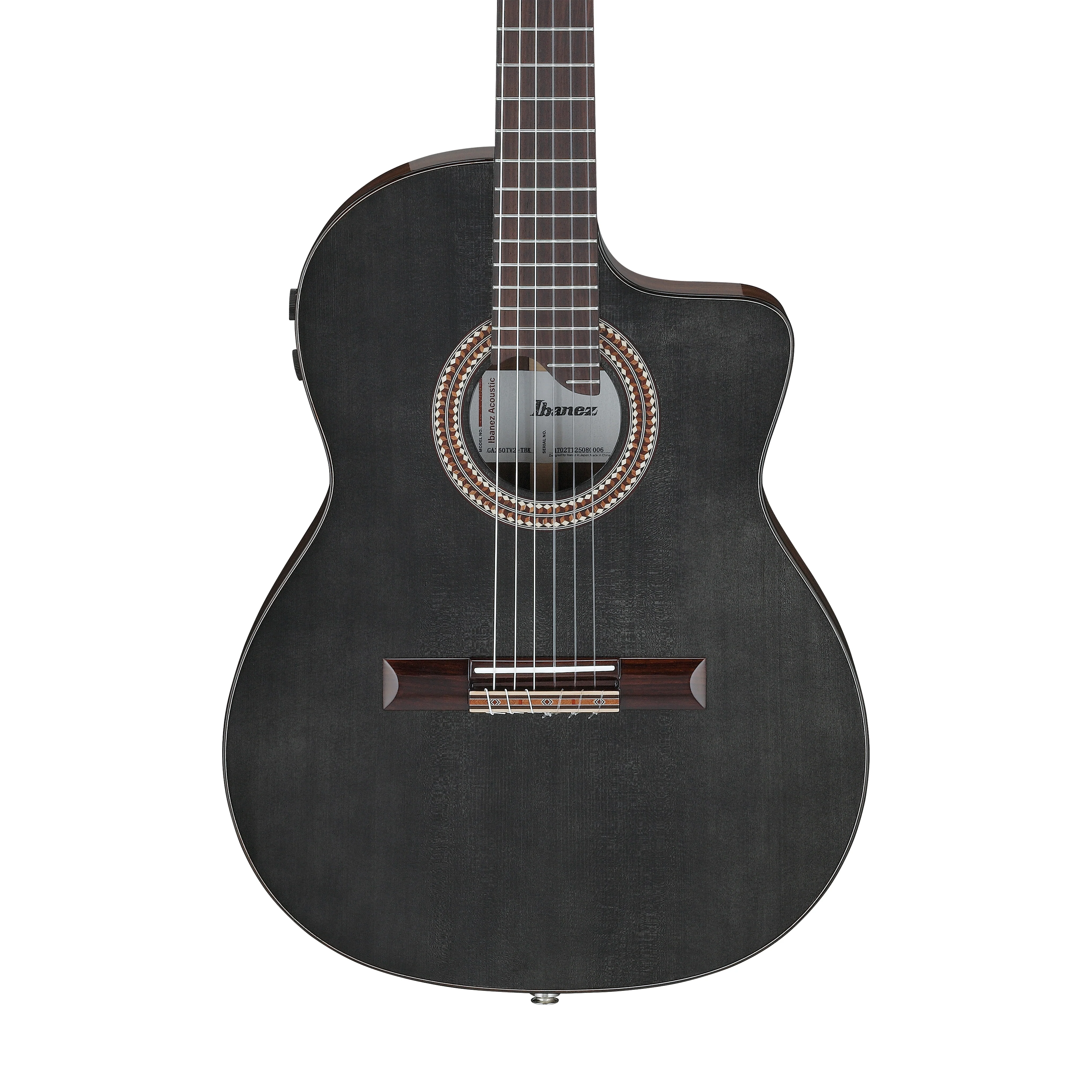 Ibanez GA360TCE-TBK Classical Acoustic-Electric Guitar, Transparent Black - Image 3