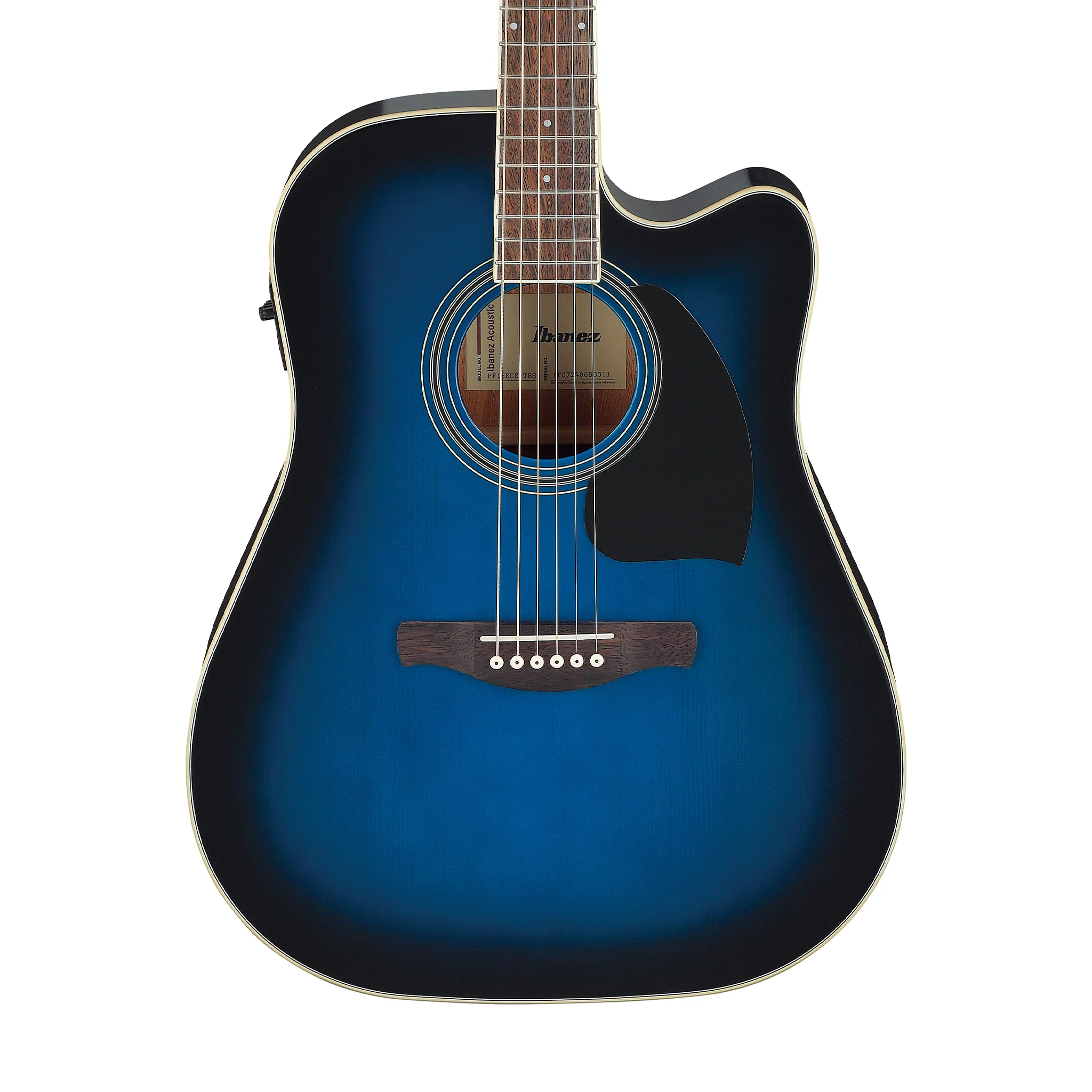 Ibanez PF15ECE-TBS Acoustic Guitar, Transparent Blue Sunburst High Gloss - Image 3
