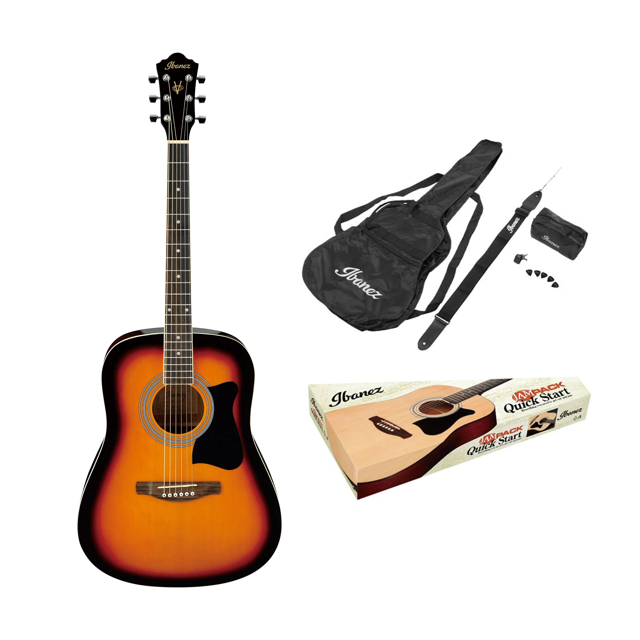 Ibanez V50NJP Acoustic Guitar Package, Vintage Sunburst - Image 4