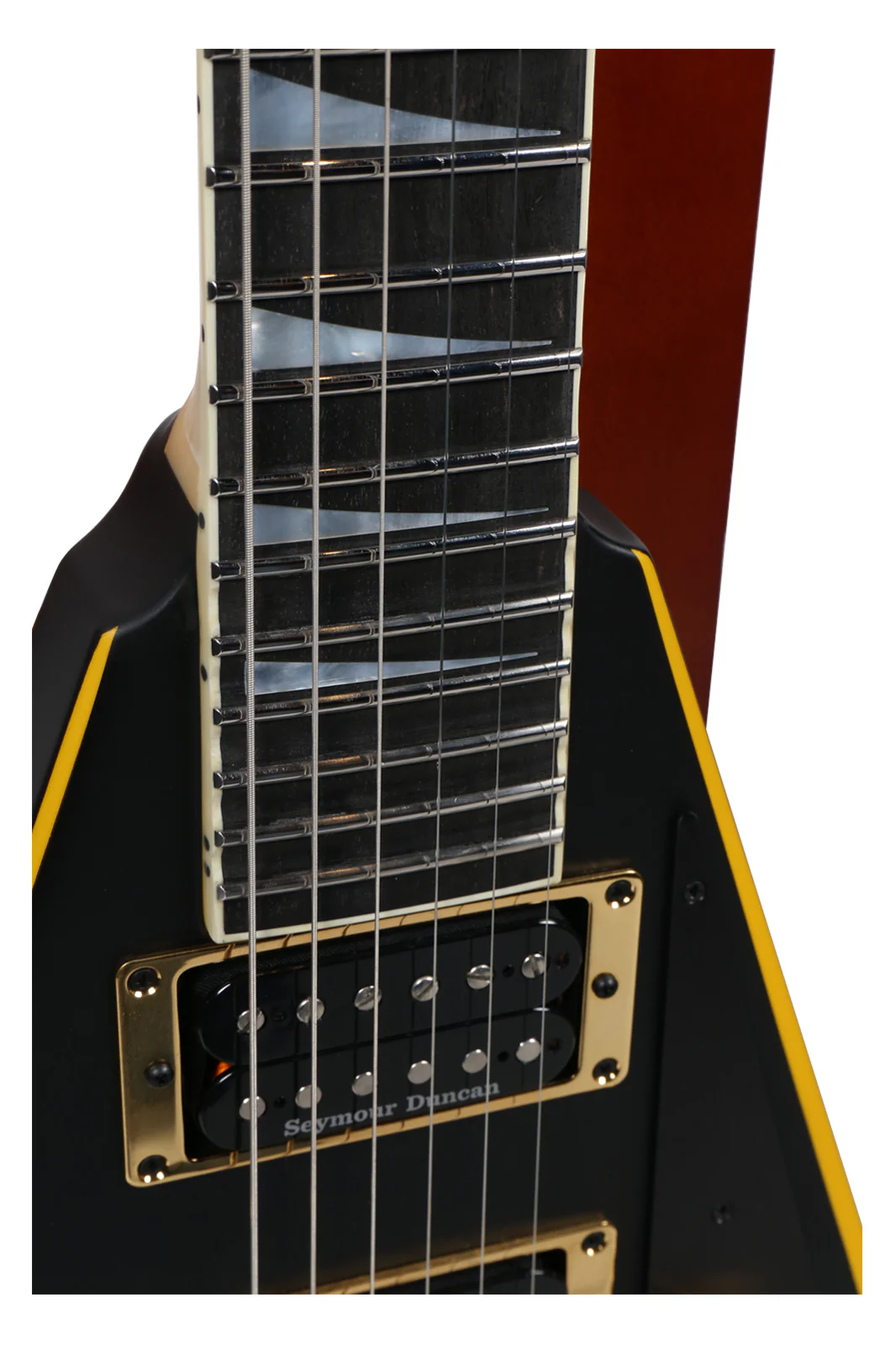 Jackson Custom Shop Randy Rhoads RR24 Electric Guitar, Satin Black w/ Yellow Bevels - Image 12