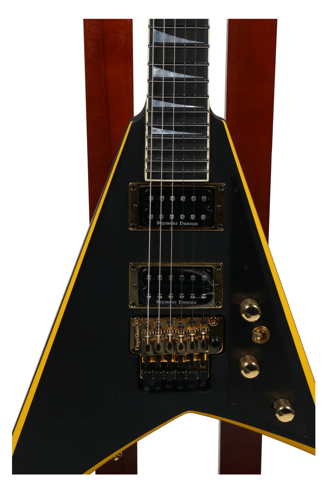 Jackson Custom Shop Randy Rhoads RR24 Electric Guitar, Satin Black w/ Yellow Bevels - Image 13